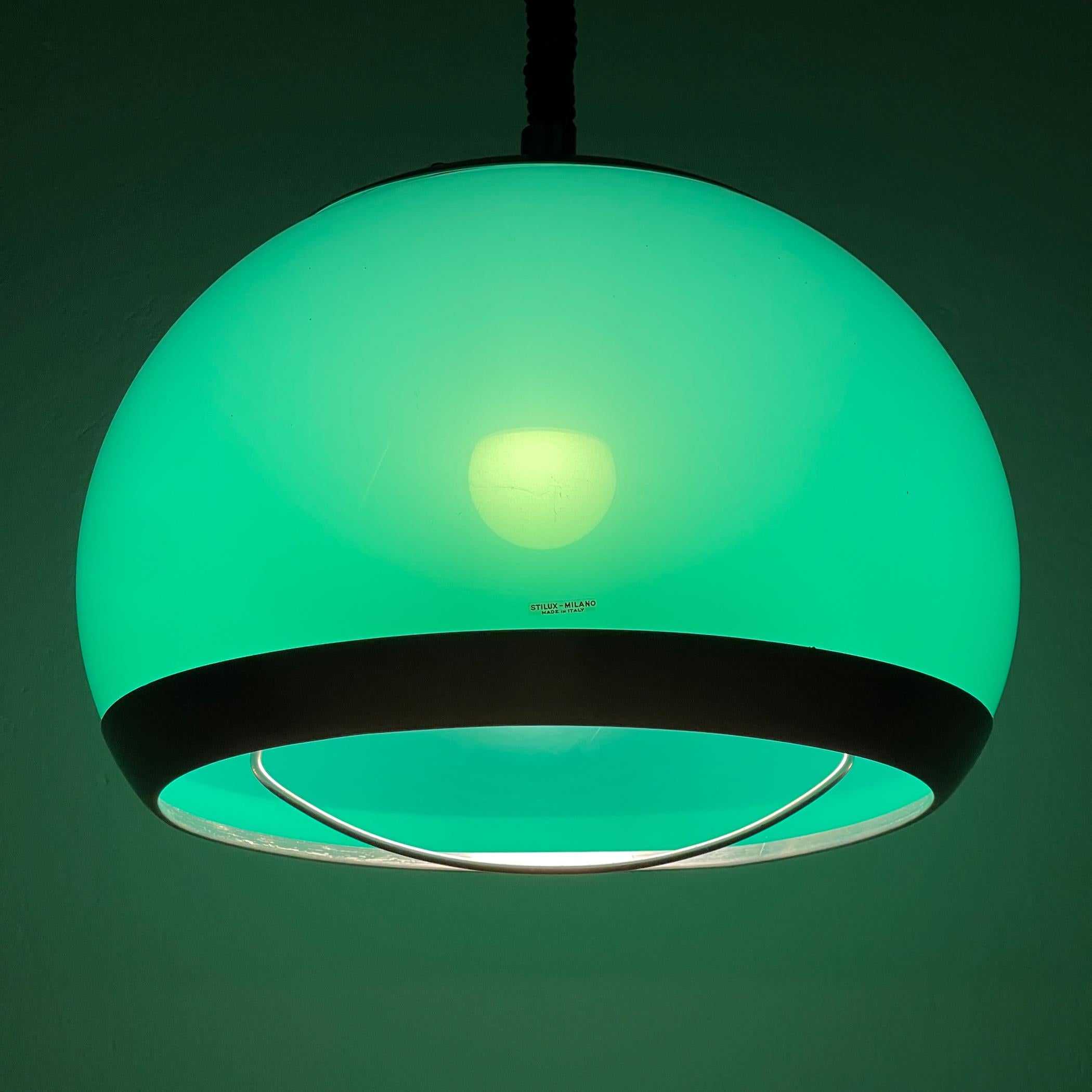 Mid-Century Modern Mid-century green plastic pendant lamp by Stilux Milano, Italy, 1972 For Sale