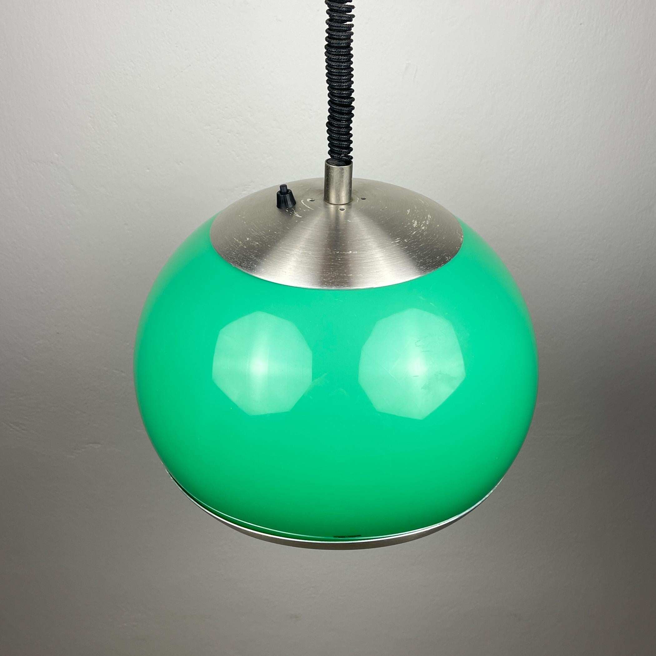 20th Century Mid-century green plastic pendant lamp by Stilux Milano, Italy, 1972 For Sale