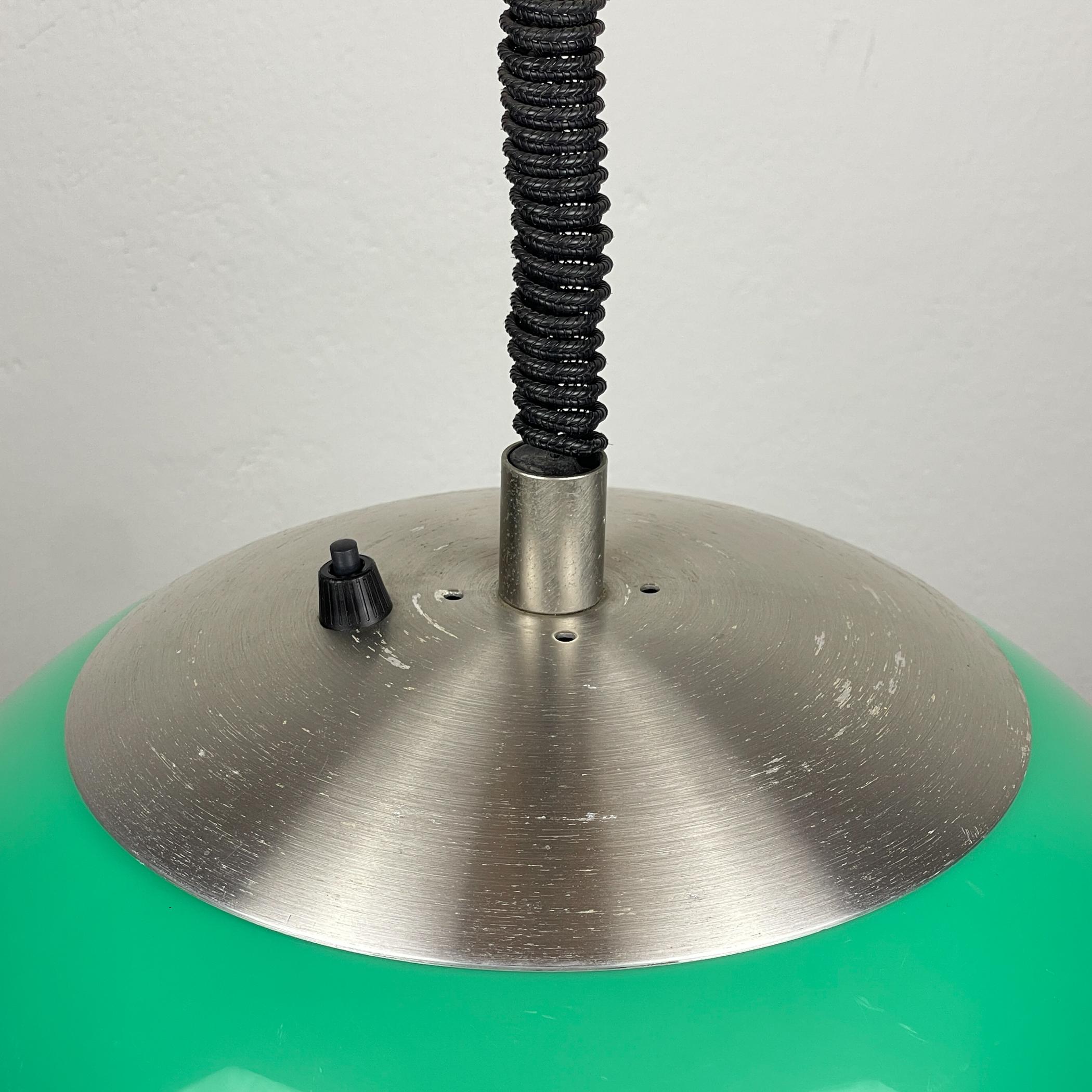Plastic Mid-century green plastic pendant lamp by Stilux Milano, Italy, 1972 For Sale