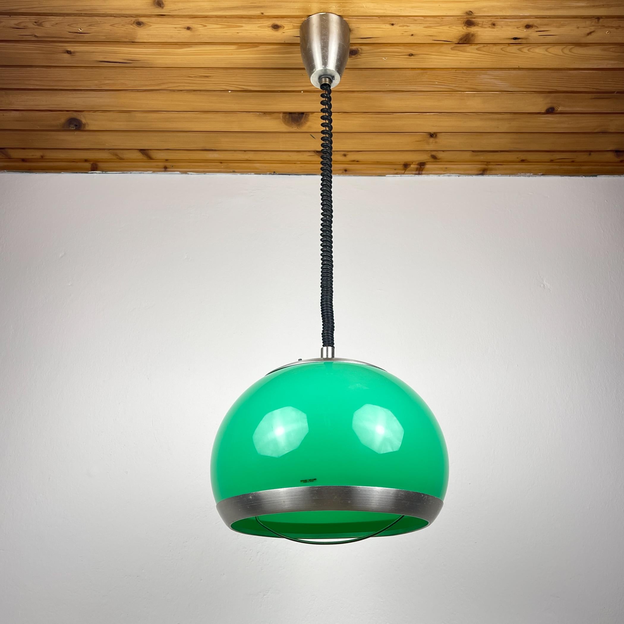 Mid-century green plastic pendant lamp by Stilux Milano, Italy, 1972 For Sale 2
