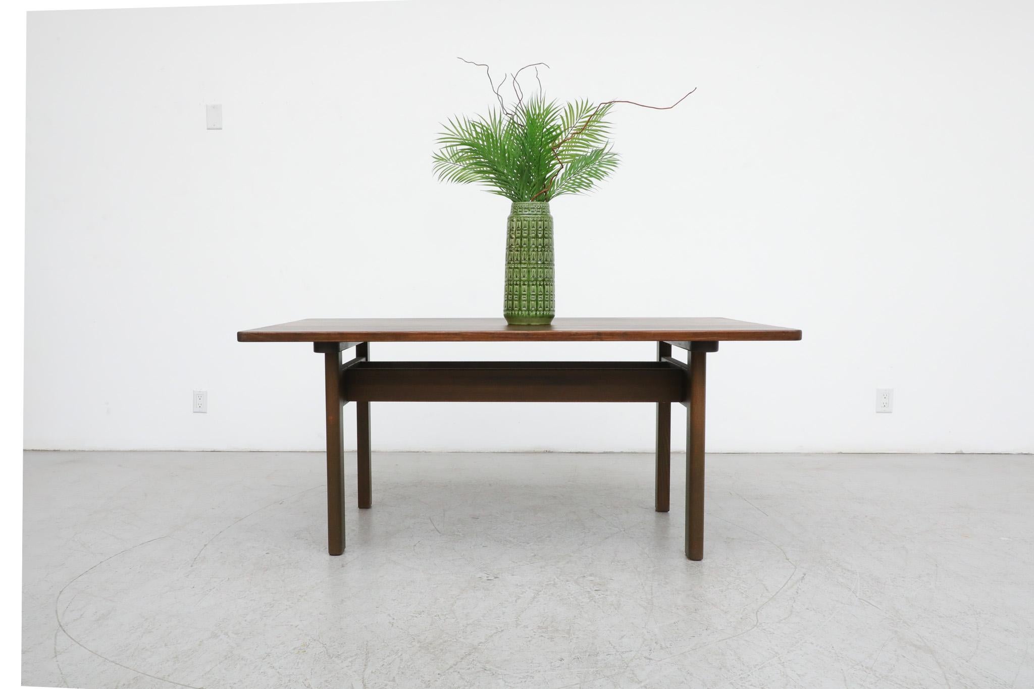 Mid-Century green stained 'Asserbo' dining table designed by Danish Mid-Century icon Børge Mogensen in 1961 for Carl Hansen & Søn. Mogensen was born in 1914 in Denmark. Traditionally trained as a cabinetmaker he went on to study furniture design at