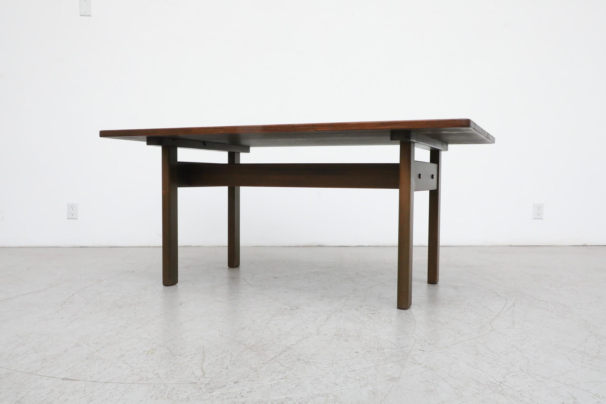 Stained Mid-Century, green stained 'Asserbo' dining table by Børge Mogensen