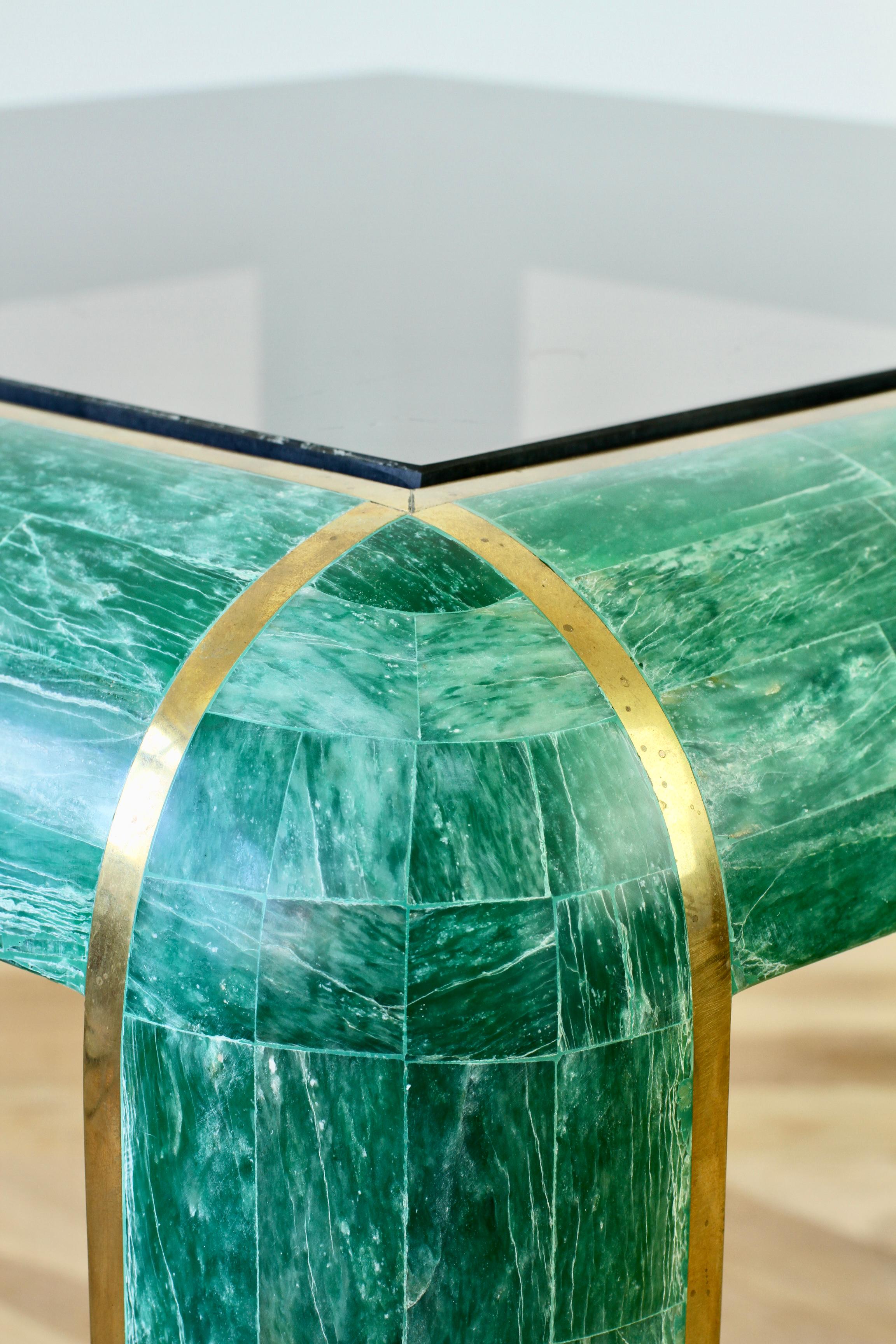 Mid-Century Green Tessellated Stone and Brass Side Table by Casa Bique, c. 1970s 5
