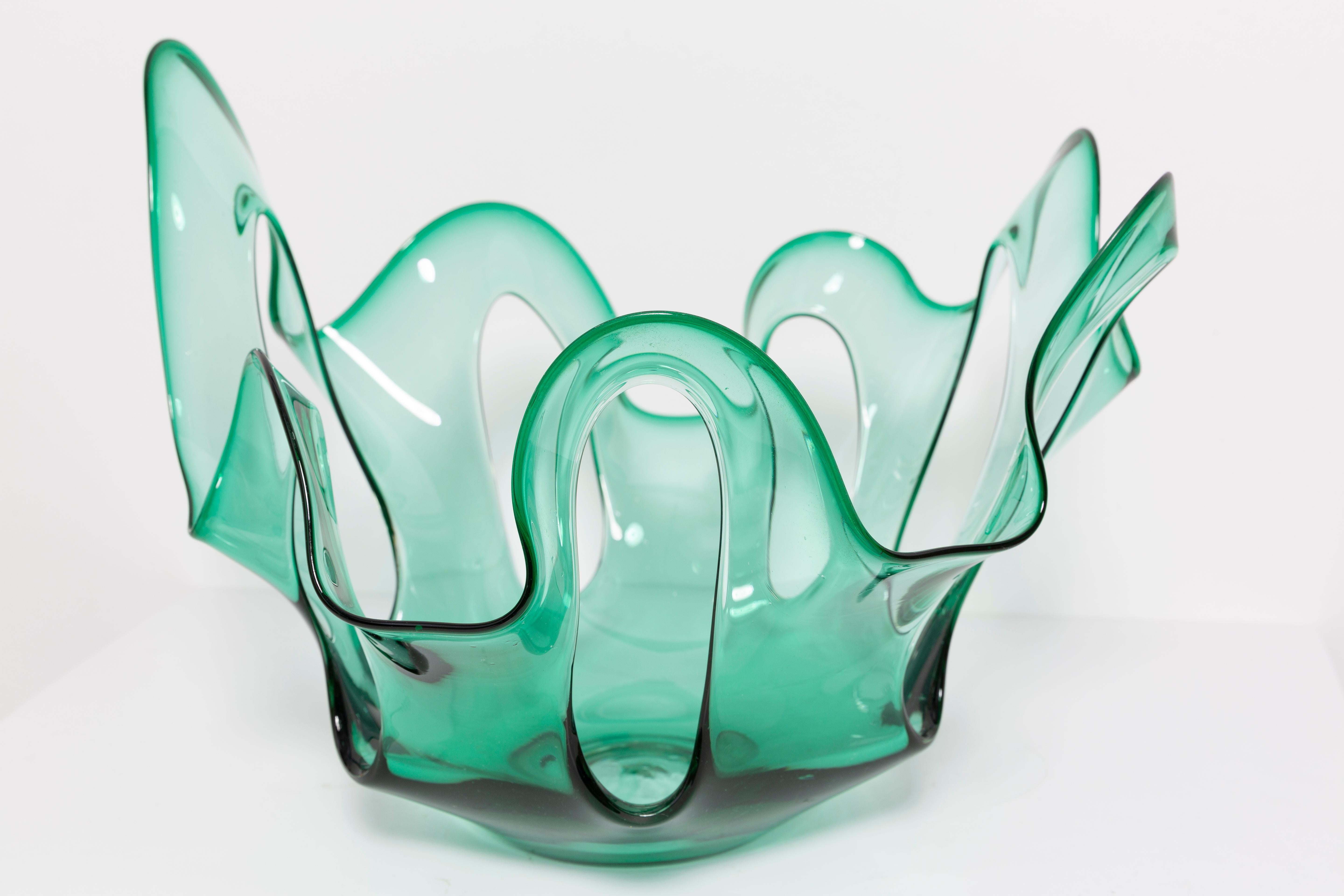 Glass Mid-Century Green Vase, Europe, 1960s For Sale