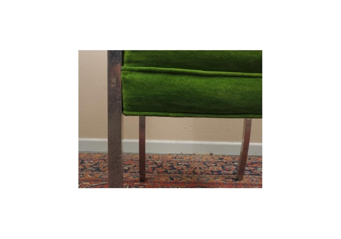 Mid-20th Century Mid-Century Green Velvet and  Chrome Accent Chair