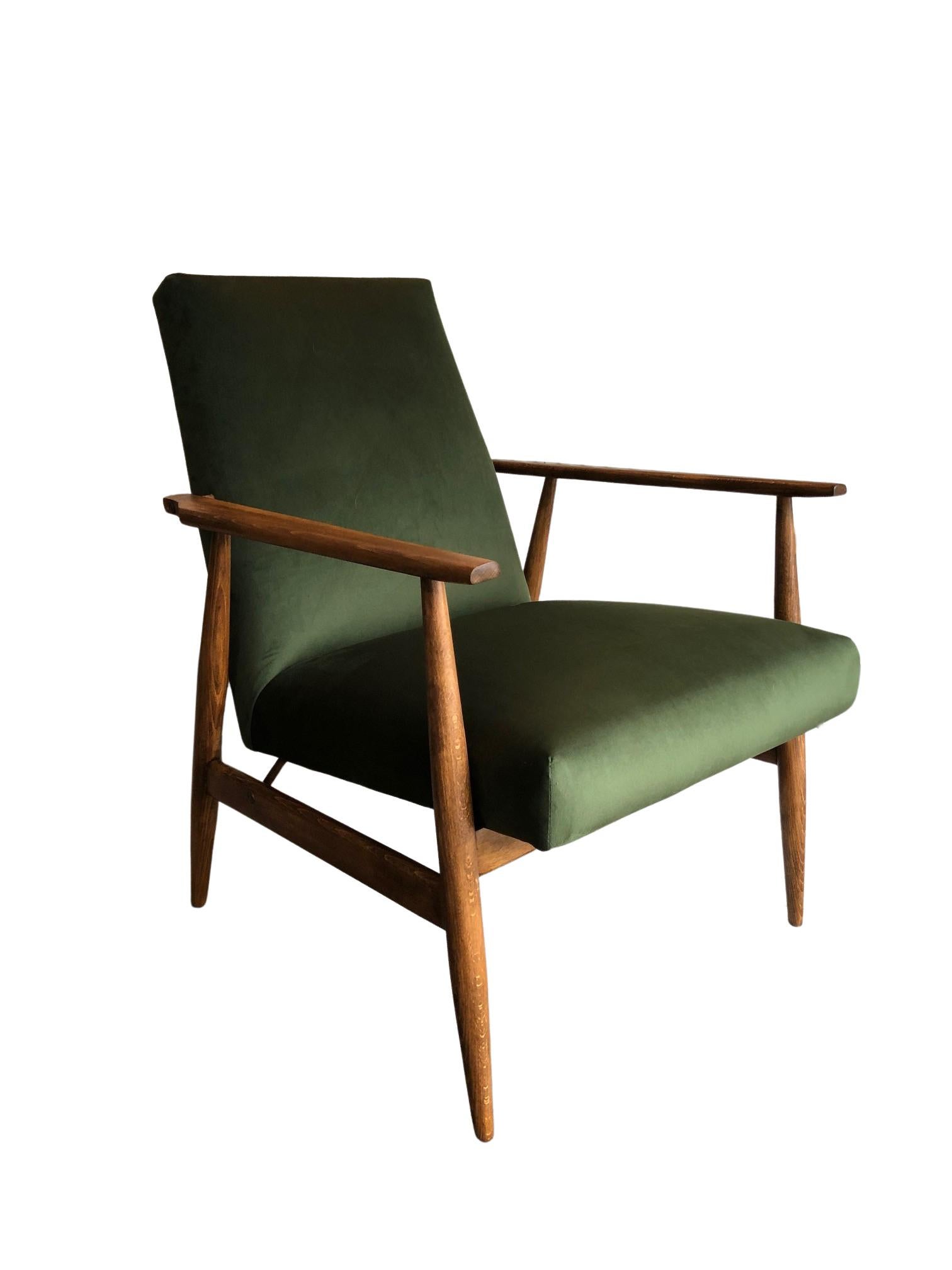 Mid-Century Green Velvet Armchair by Henryk Lis, 1960s For Sale 2