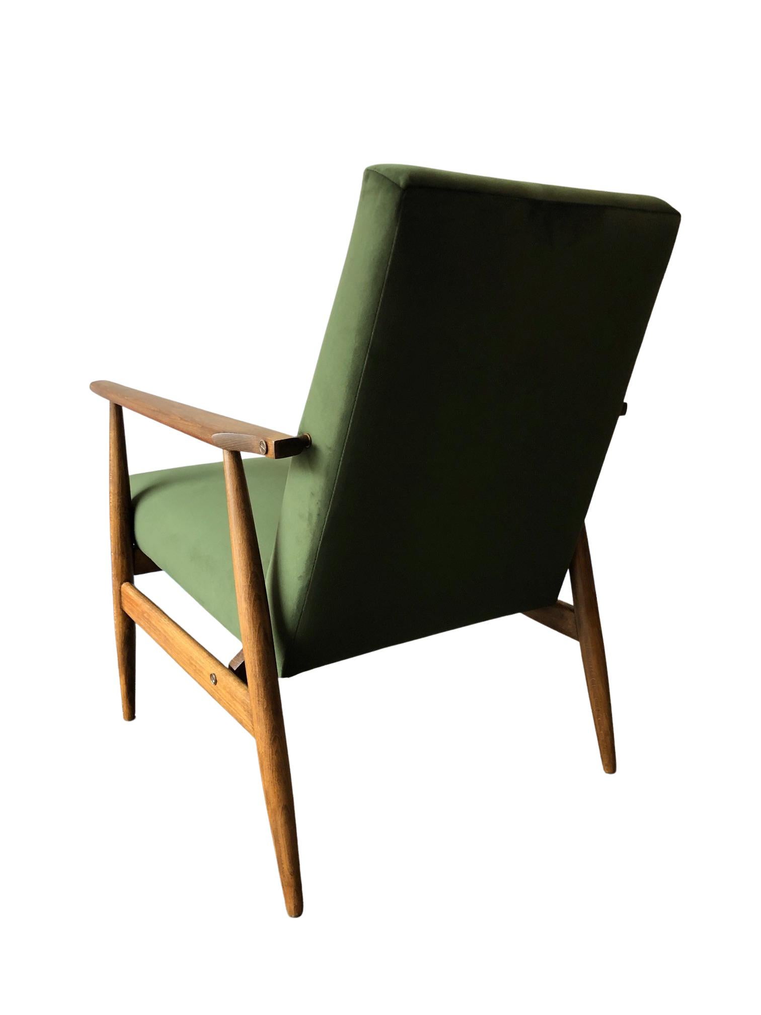 Mid-Century Modern Mid-Century Green Velvet Armchair by Henryk Lis, 1960s For Sale