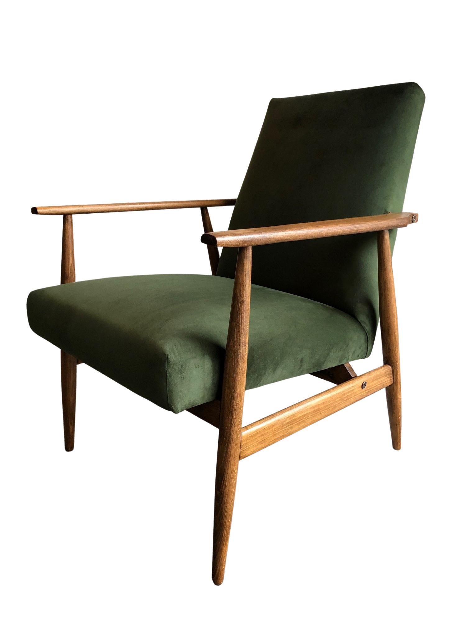 Mid-Century Green Velvet Armchair by Henryk Lis, 1960s For Sale 1