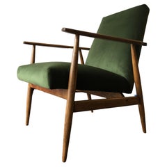 Vintage Mid-Century Green Velvet Armchair by Henryk Lis, 1960s