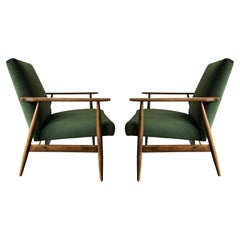 Mid-Century Green Velvet Armchairs by Henryk Lis, 1960s, Set of 2