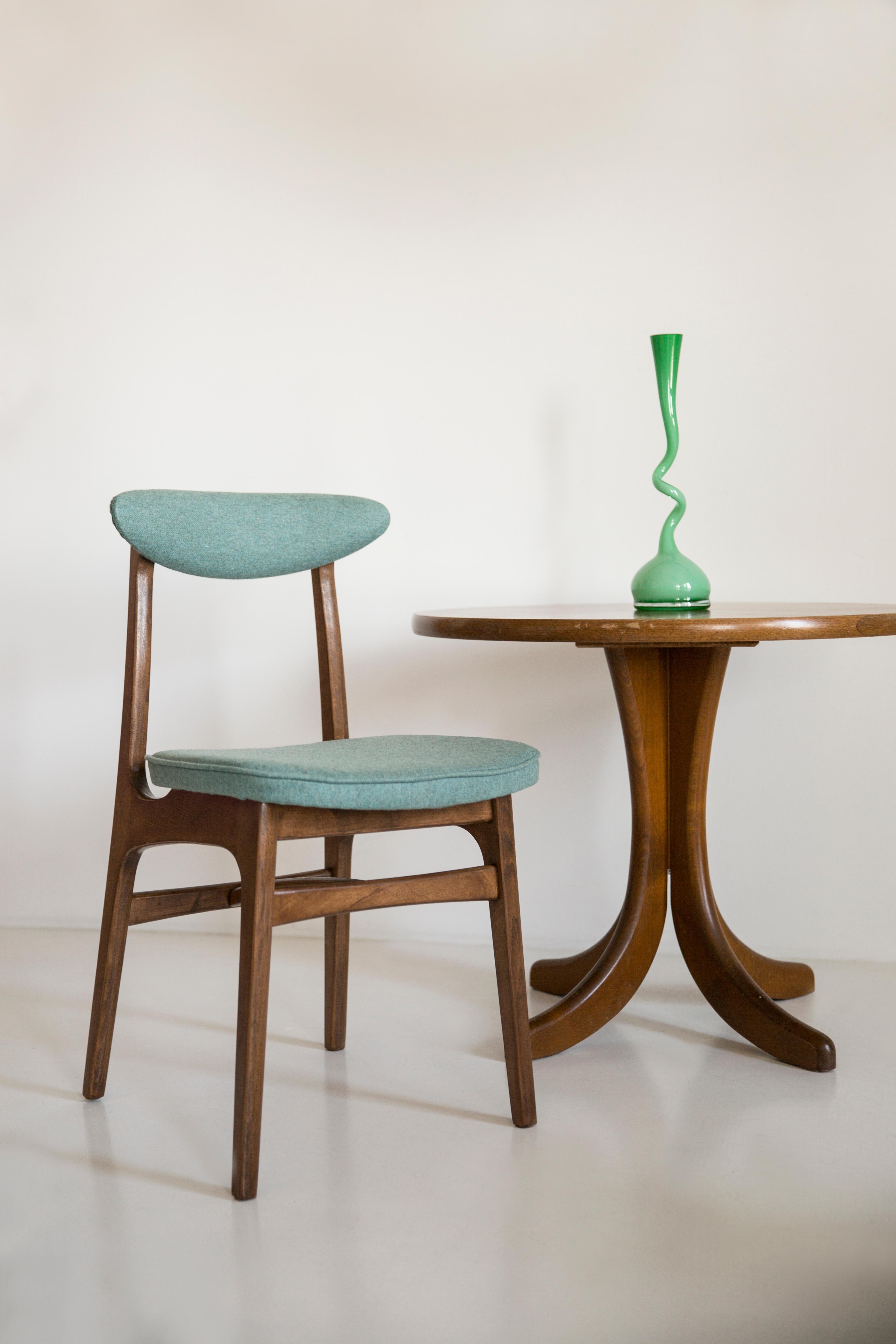 Mid-Century Modern Mid Century Green Velvet Chair, Walnut Wood, Rajmund Halas, Poland, 1960s For Sale