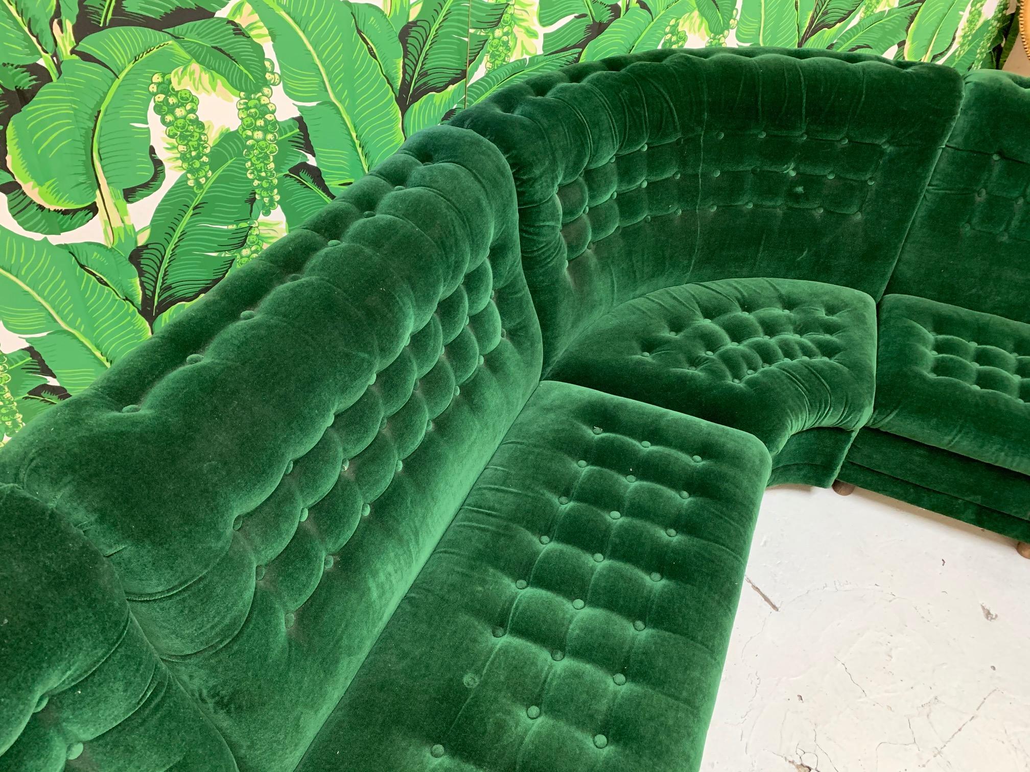 emerald green velvet sectional