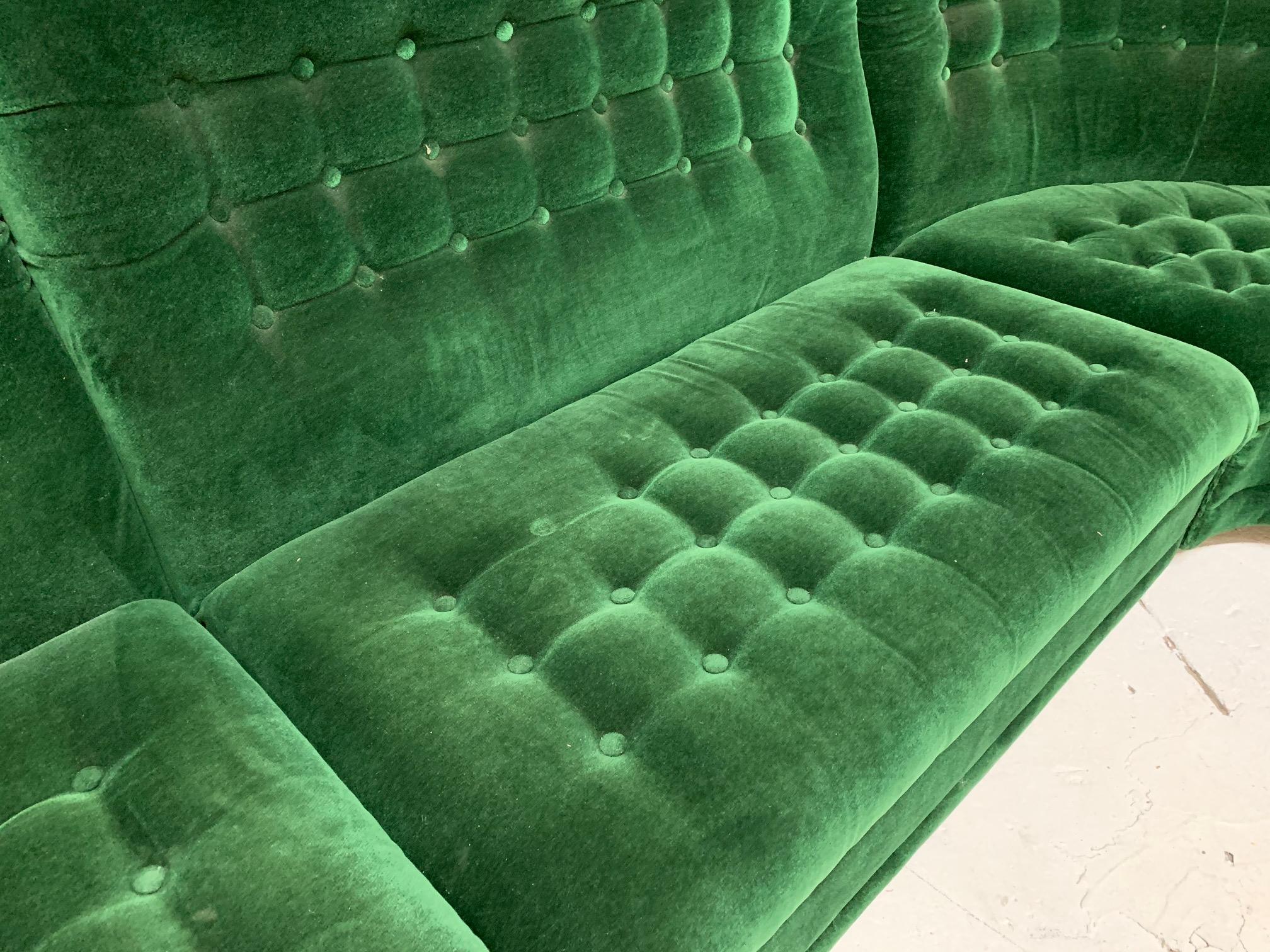 green tufted sectional