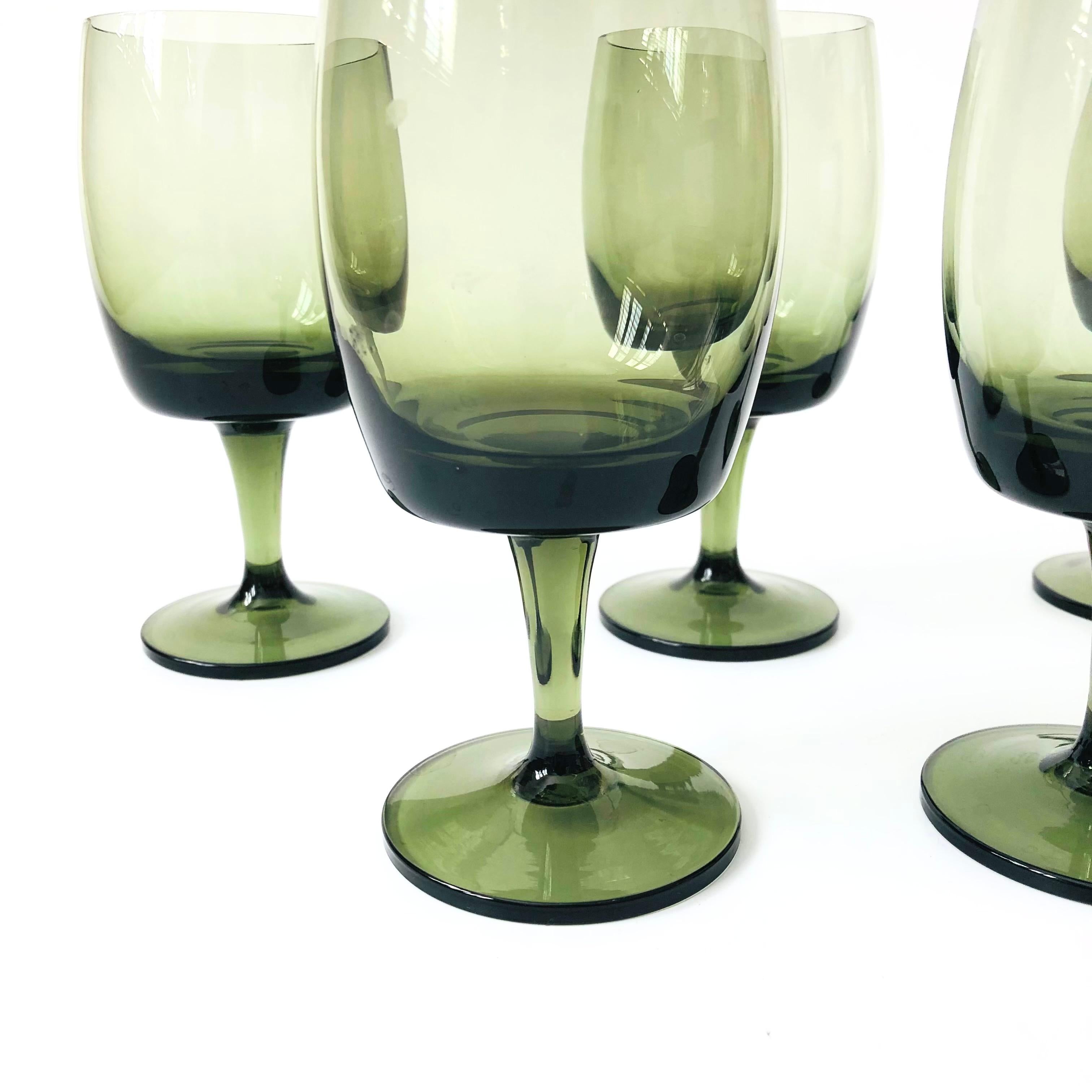 Mid-Century Modern Mid Century Green Wine Glasses - Set of 5 - by Gorham Reizart