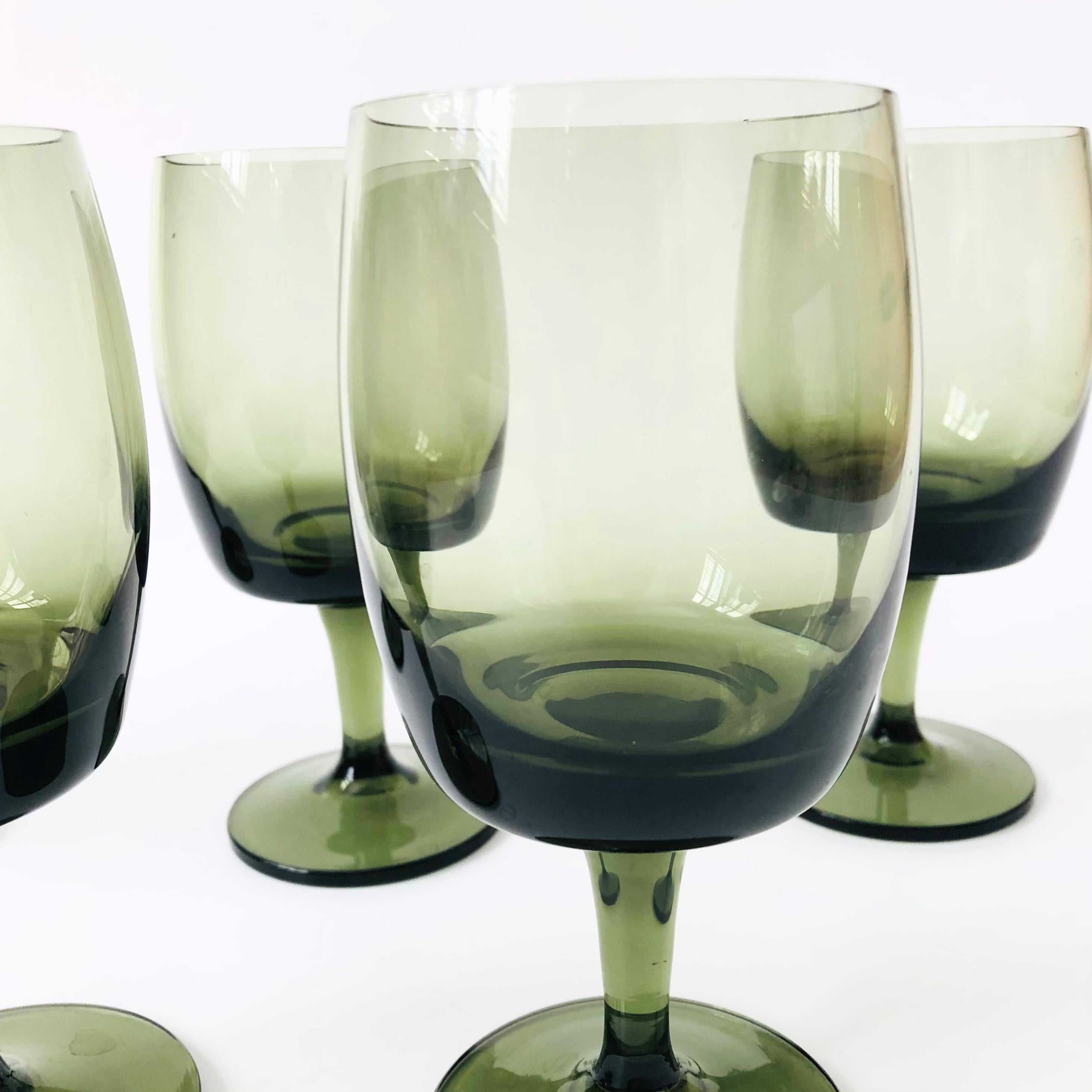 German Mid Century Green Wine Glasses - Set of 5 - by Gorham Reizart