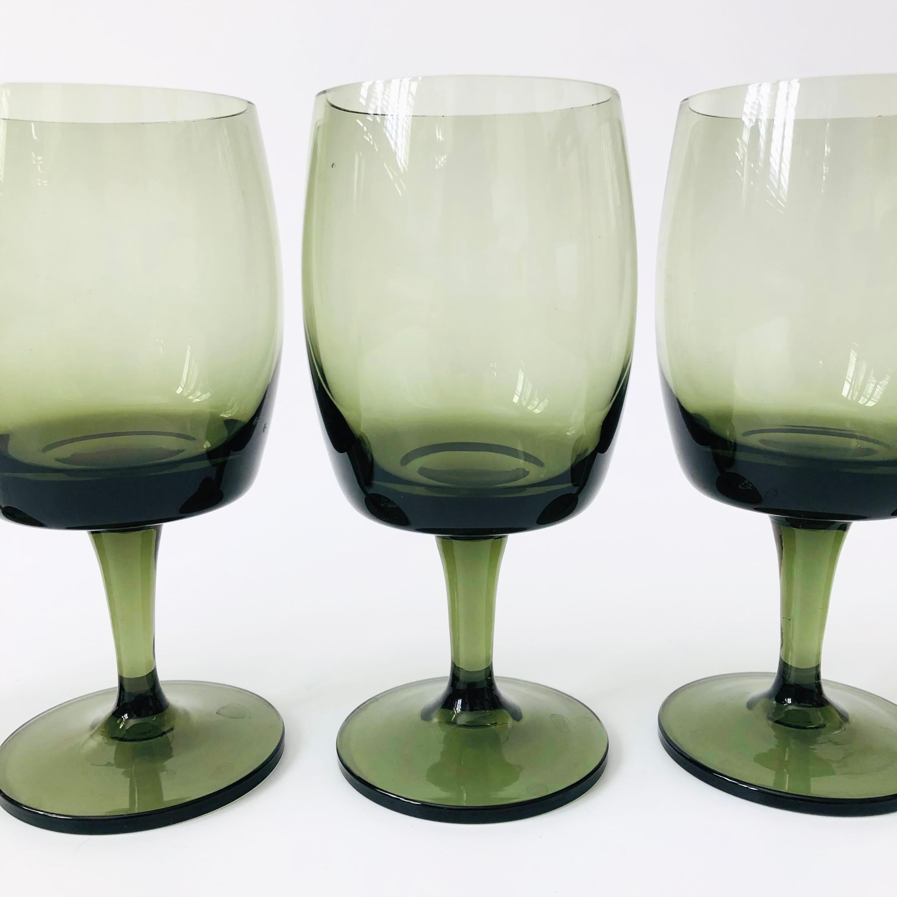 Mid Century Green Wine Glasses - Set of 5 - by Gorham Reizart 1