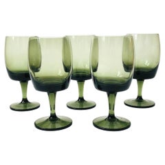 Retro Mid Century Green Wine Glasses - Set of 5 - by Gorham Reizart