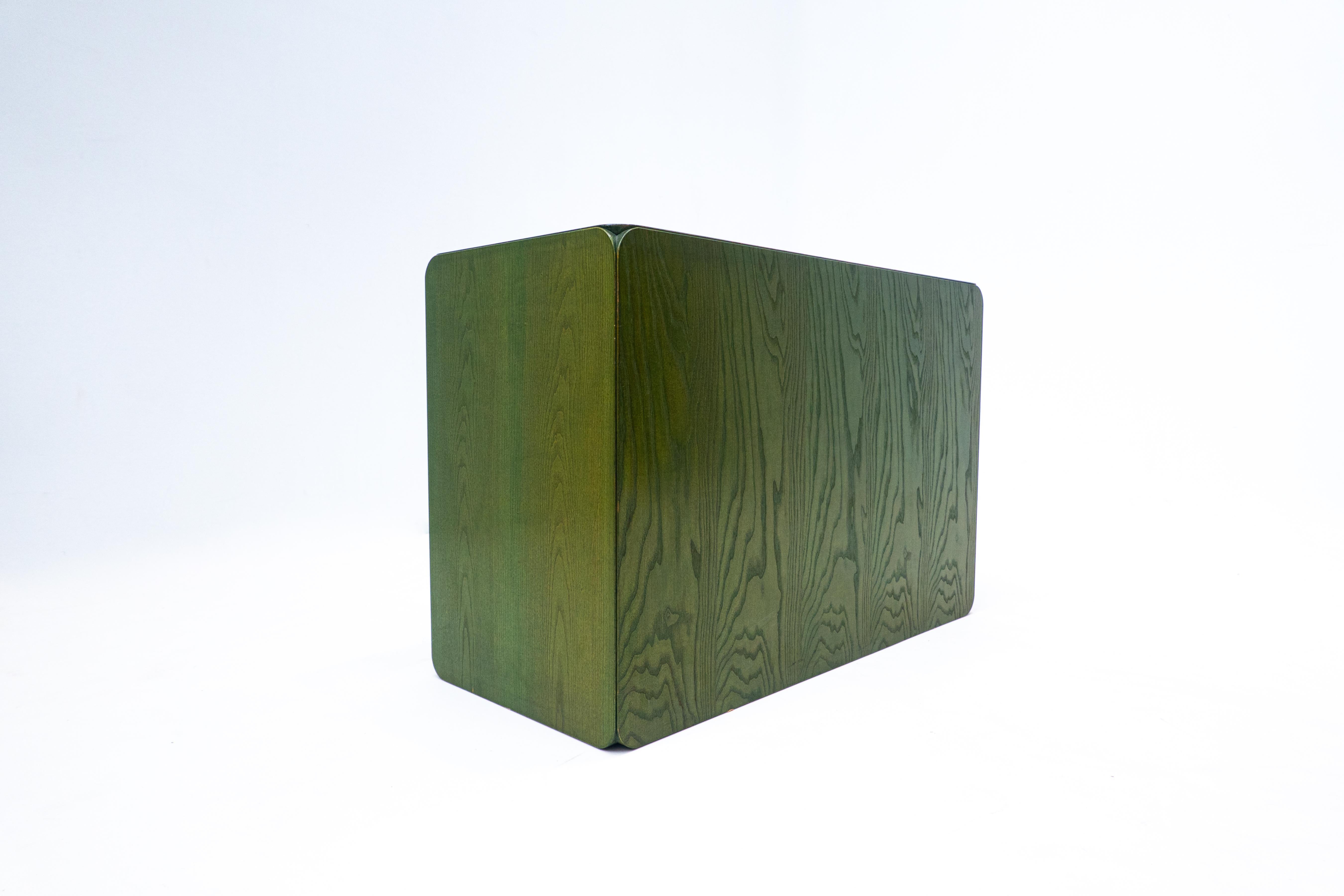 Mid-century green wooden chest by Derk Jan de Vries - The Netherlands 1960s.