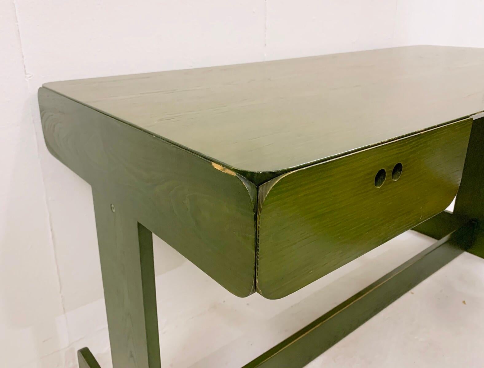Mid-Century Green Wooden Desk by Derk Jan de Vries, The Netherlands 1960s For Sale 7