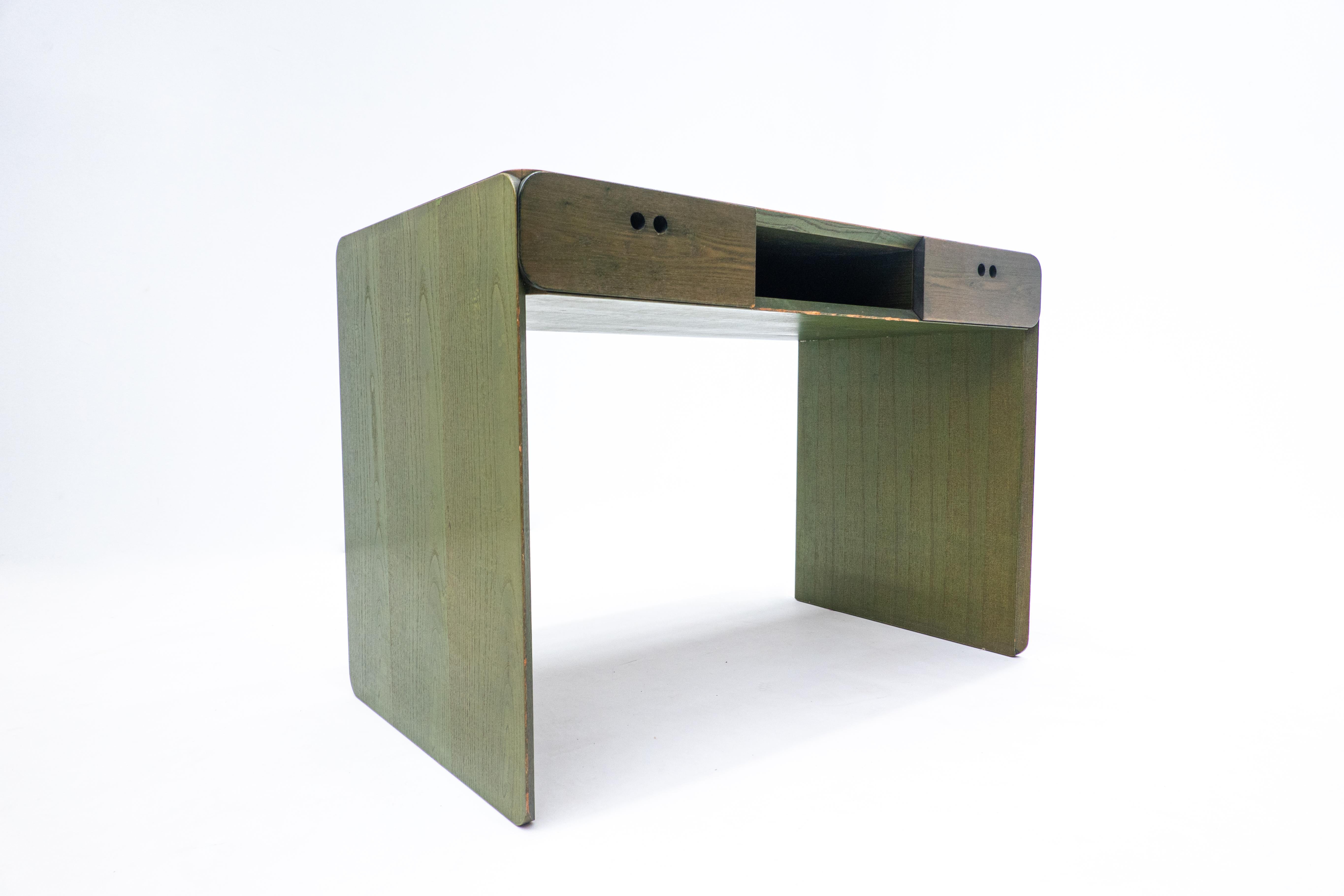 Dutch Mid-Century Green Wooden Desk by Derk Jan de Vries - The Netherlands 1960s For Sale