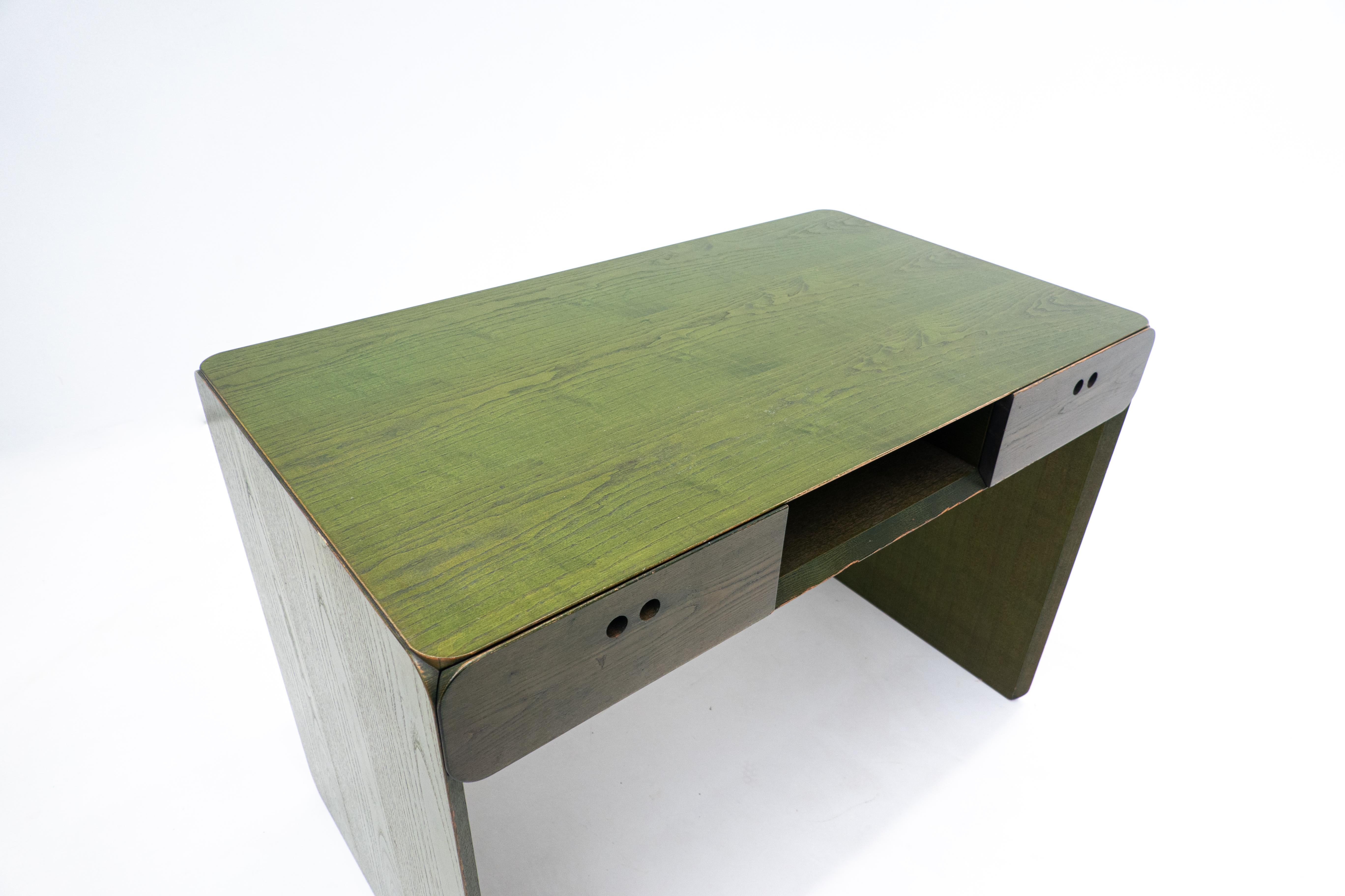 Mid-20th Century Mid-Century Green Wooden Desk by Derk Jan de Vries - The Netherlands 1960s For Sale