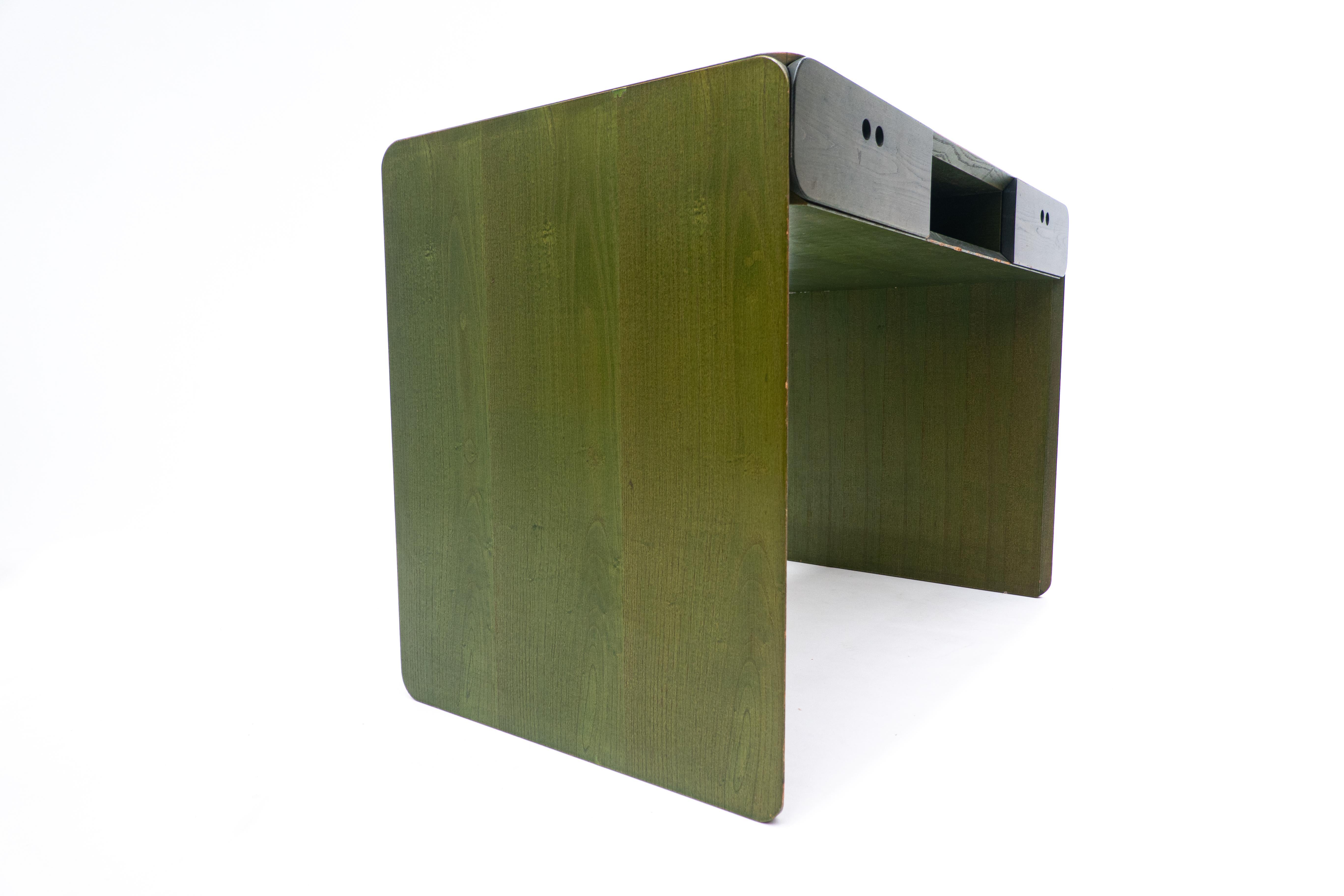 Mid-Century Green Wooden Desk by Derk Jan de Vries - The Netherlands 1960s For Sale 1
