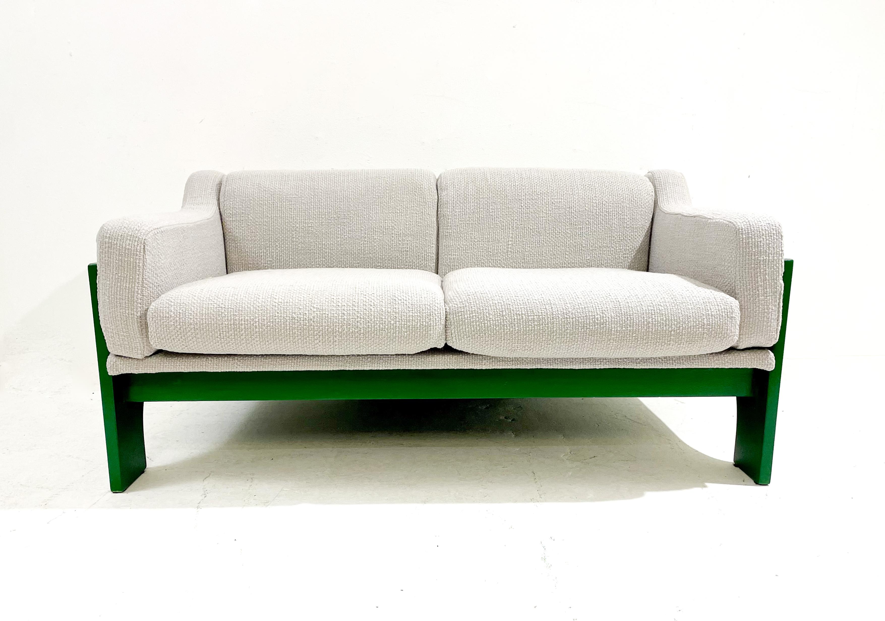 Italian Mid-Century Green Wooden Lacquered Two Seater Sofa by Saporiti, Italy, 1960s For Sale