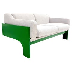 Vintage Mid-Century Green Wooden Lacquered Two Seater Sofa by Saporiti, Italy, 1960s