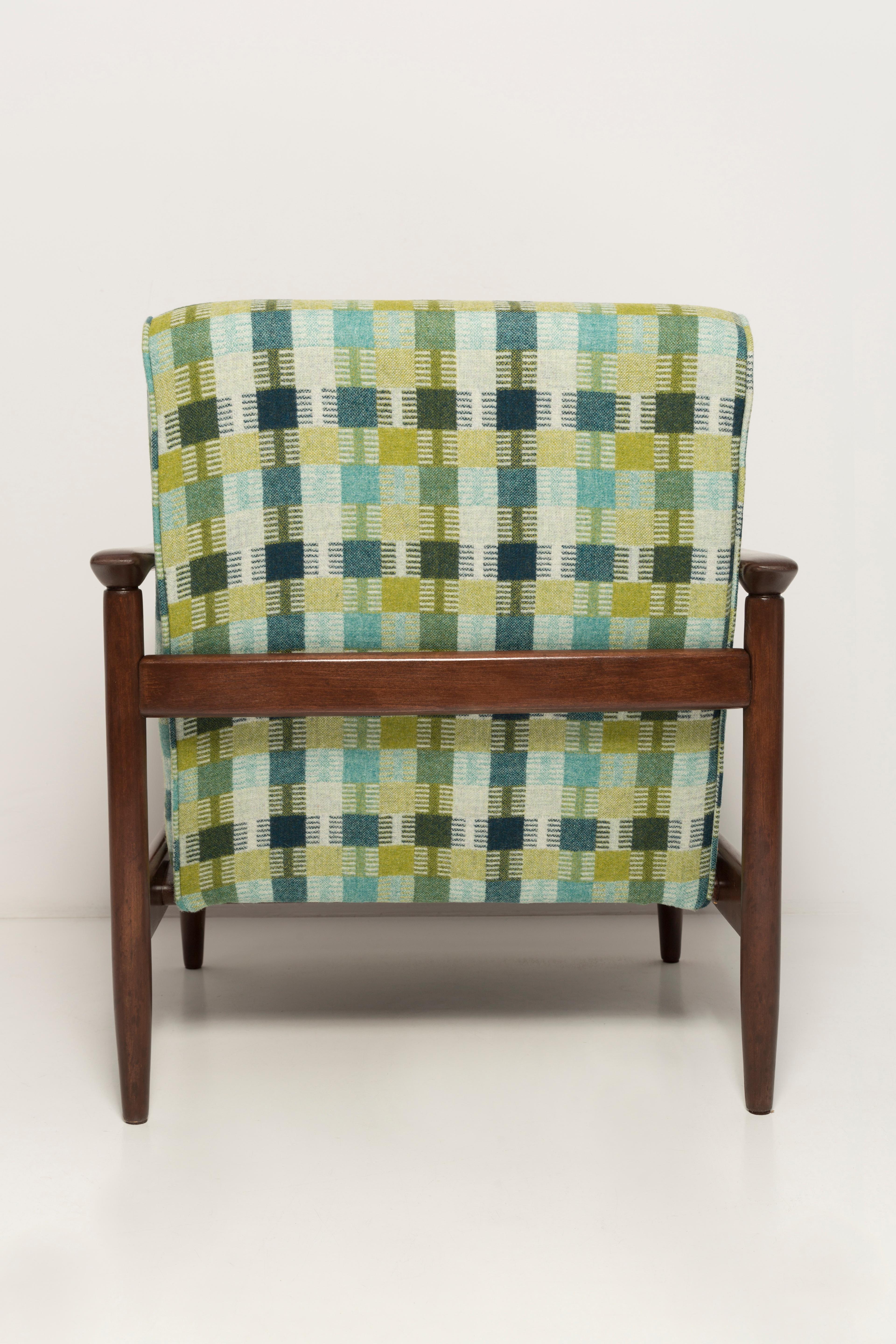 Fabric Mid-Century Green Wool Armchair, GFM 142, Edmund Homa, Europe, 1960s For Sale