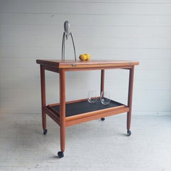 Mid Century Grete Jalk Danish Teak Expandable  Drinks Trolley, 1960s