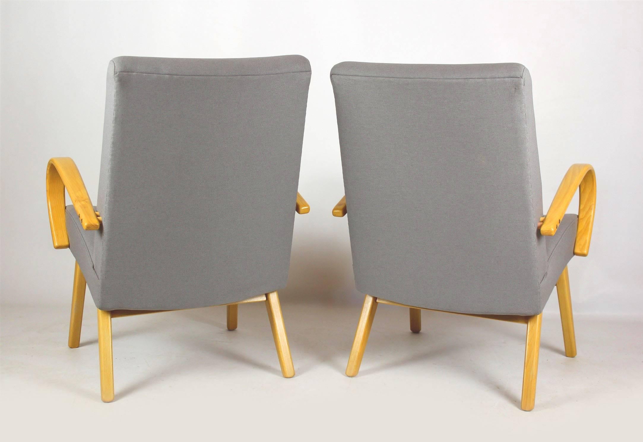 Mid-Century Modern Midcentury Grey and Pastels Armchairs, 1960s, Set of Two