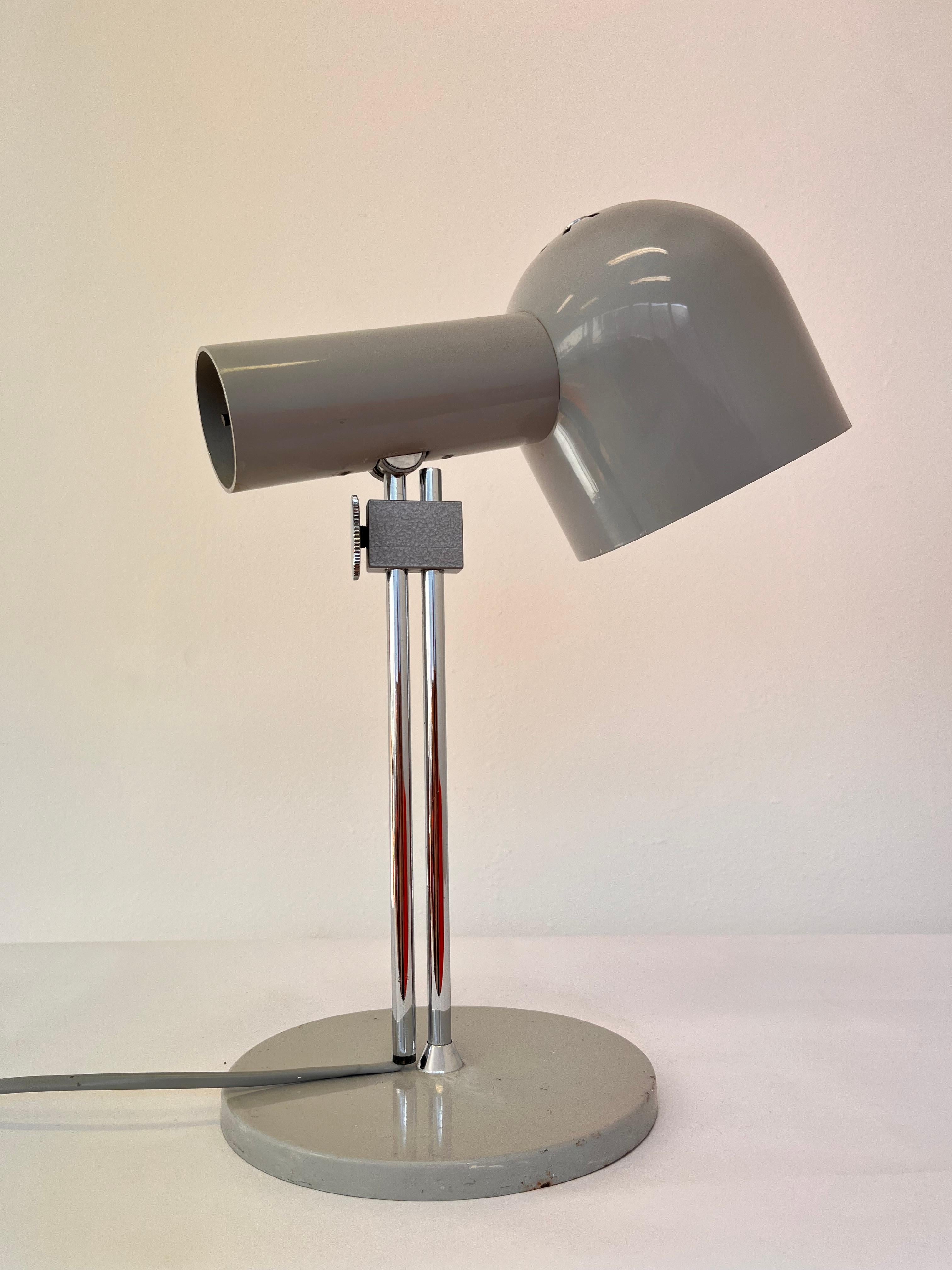 Metal Mid century grey adjustable Table Lamp by NAPAKO, 1970's For Sale