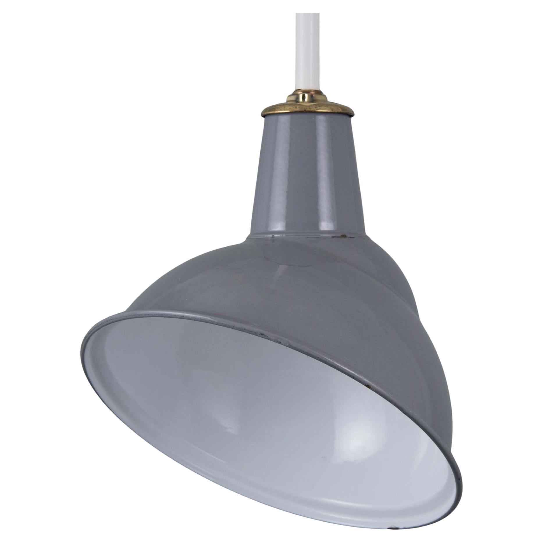 Mid-Century Grey Enamel Parabolic Factory Pendant by Benjamin, England For Sale