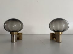 Mid-Century Grey Glass and Chrome Pair of Sconces by N Leuchten, 1960s, Germany