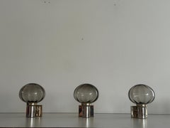 Mid-Century Grey Glass and Chrome Set of 3 Sconces by N Leuchten, 1960s, Germany