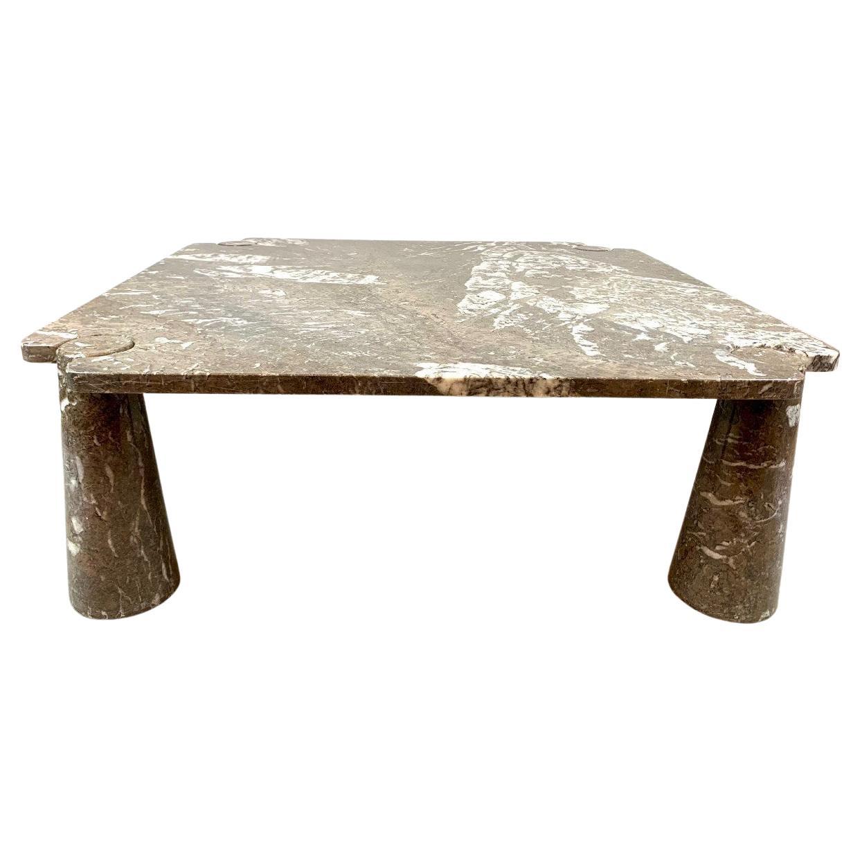 Mid-Century Grey Marble Coffee Table Model 'Eros' by Angelo Mangiarotti, Italy