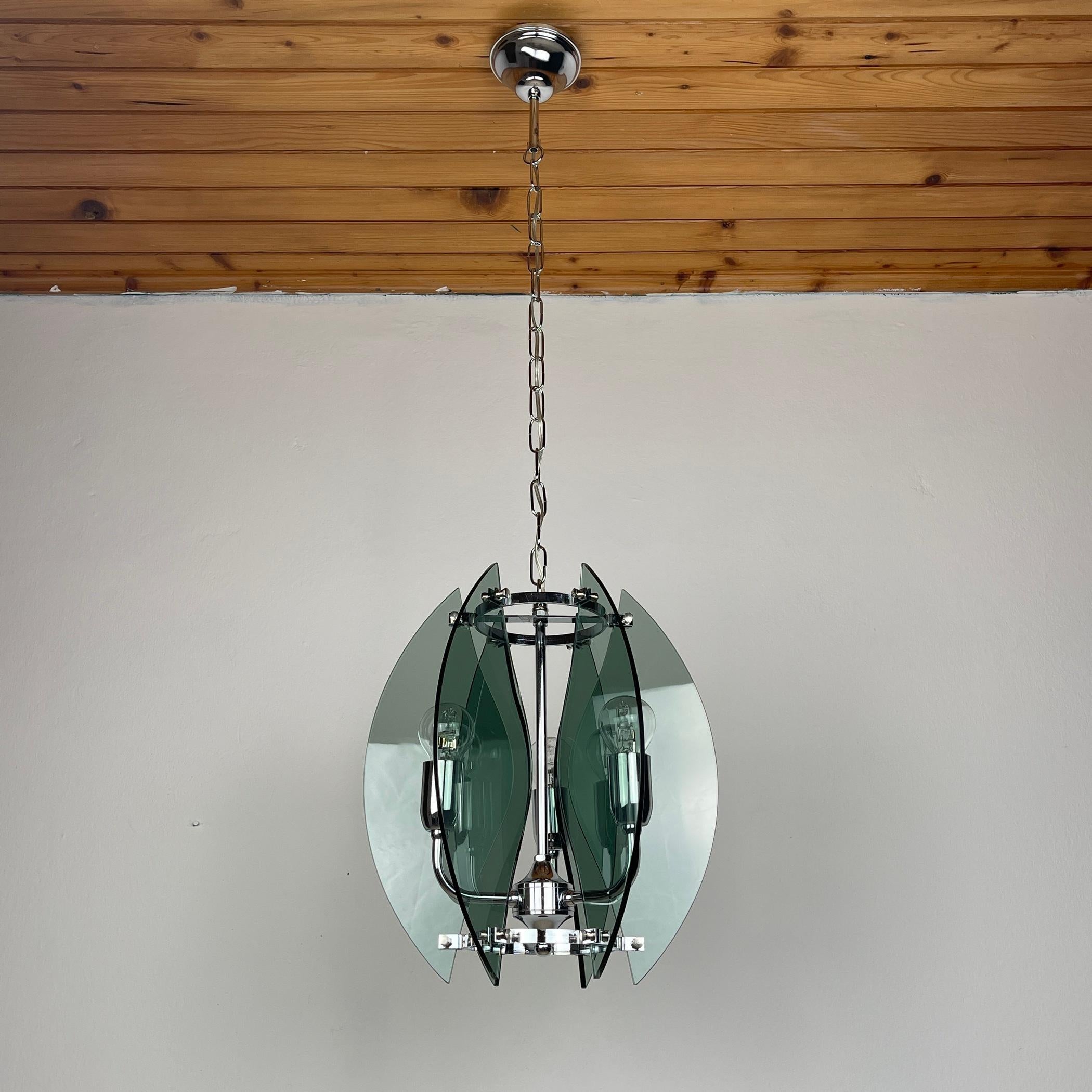 Mid-century grey pendant lamp by Veca Italy 1980s  For Sale 3