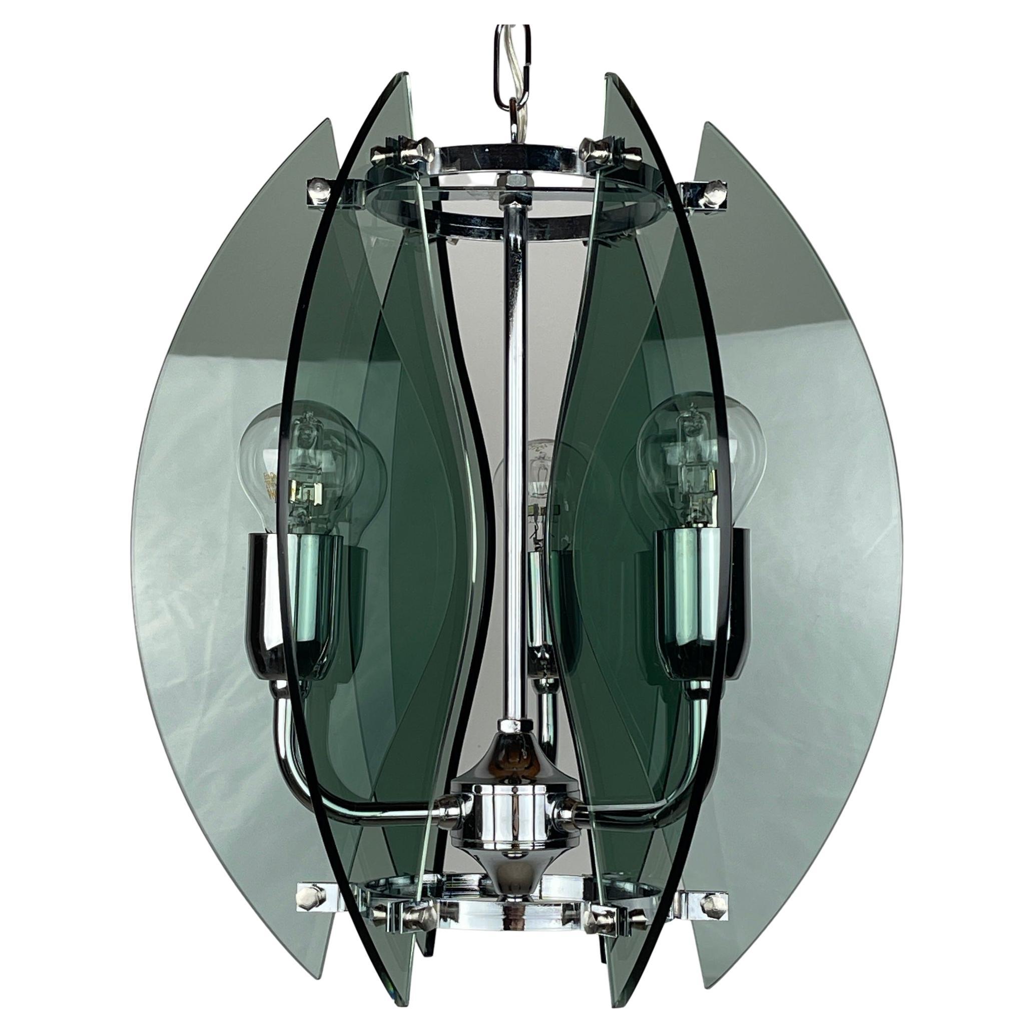 Mid-century grey pendant lamp by Veca Italy 1980s