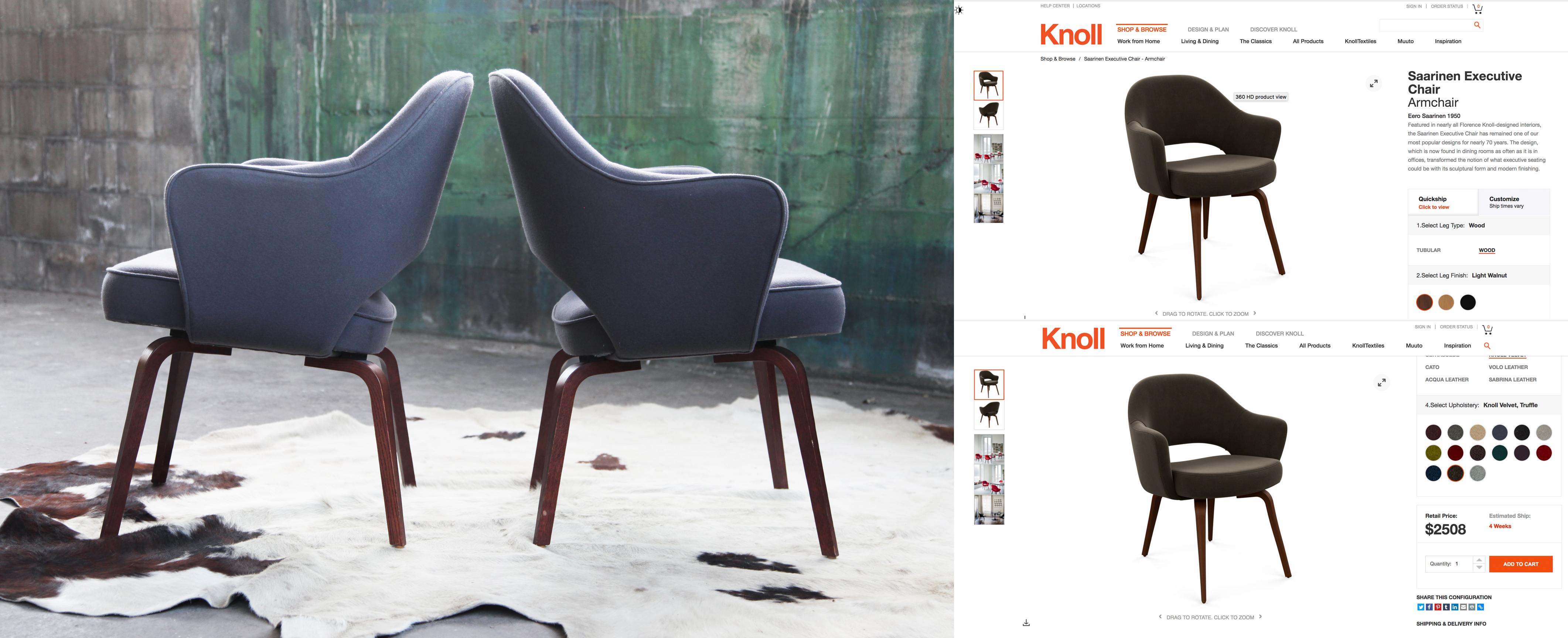Midcentury Grey Wool Upholstered Eero Saarinen Knoll Armchair, One Chair For Sale 1
