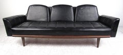 Midcentury Grid Tufted Vinyl Sofa