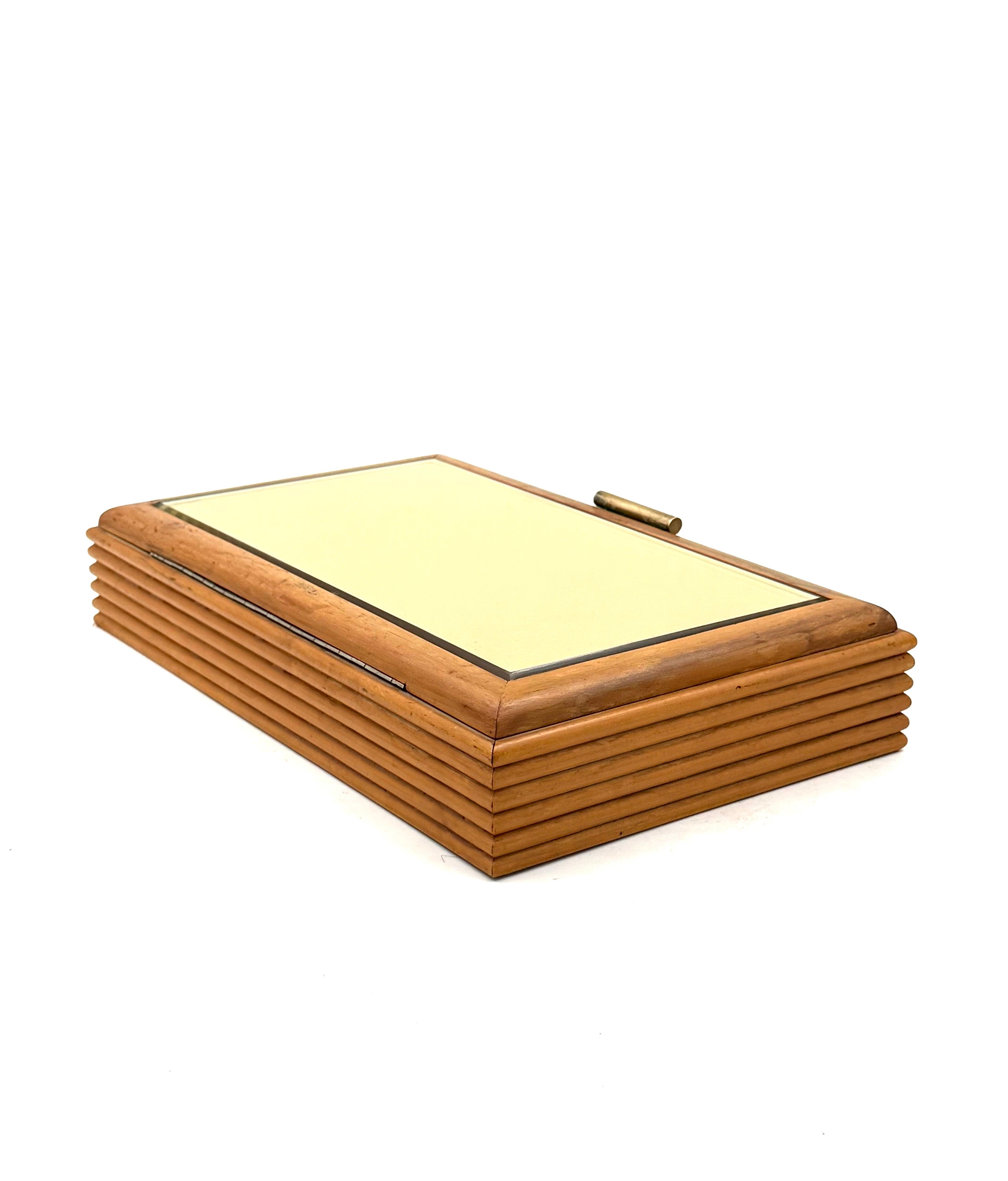 Mid-century grissinato wood jewelry box, Fontana Arte Italy 1960 For Sale 4