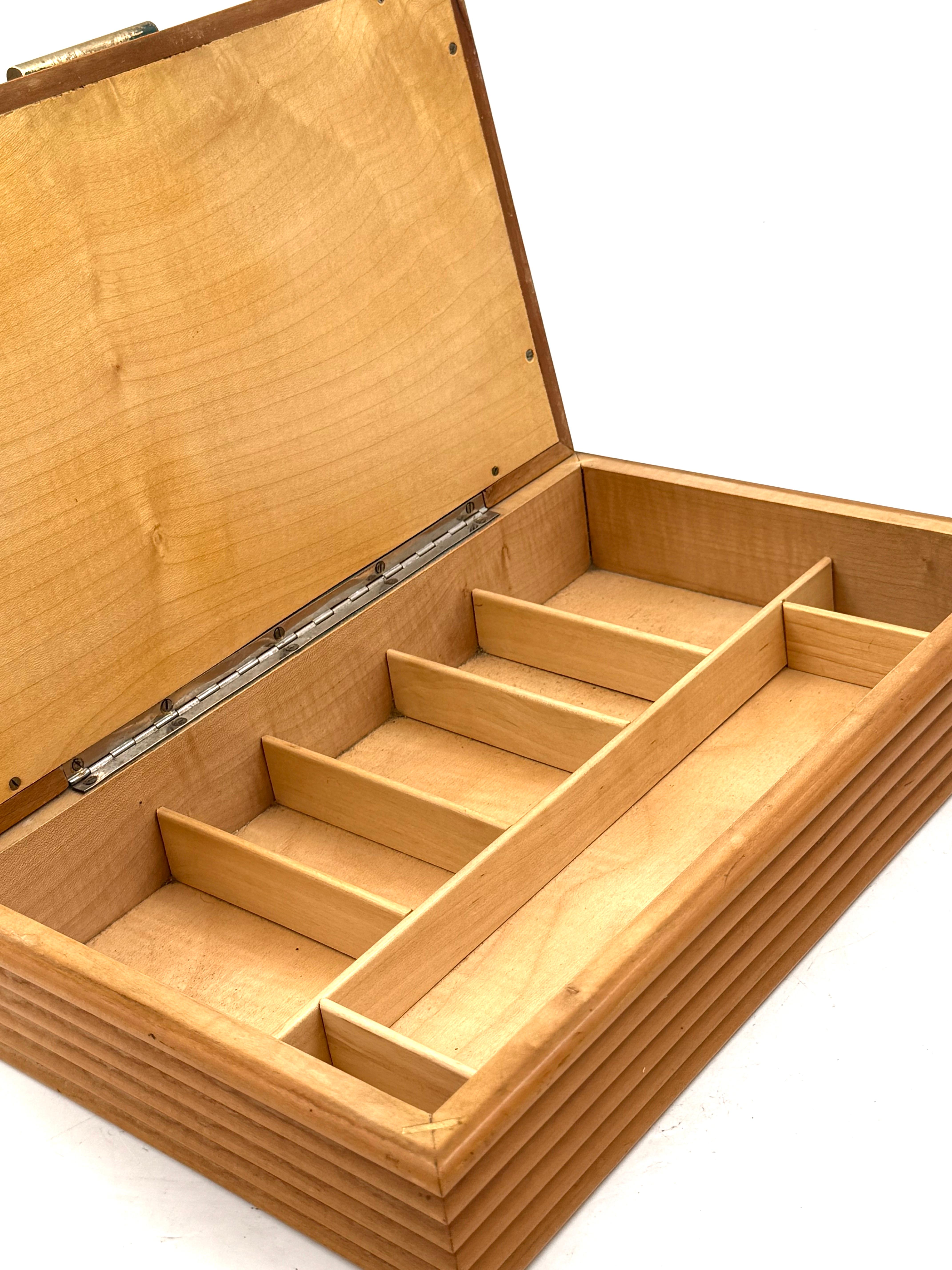 Mid-century grissinato wood jewelry box, Fontana Arte Italy 1960 For Sale 5
