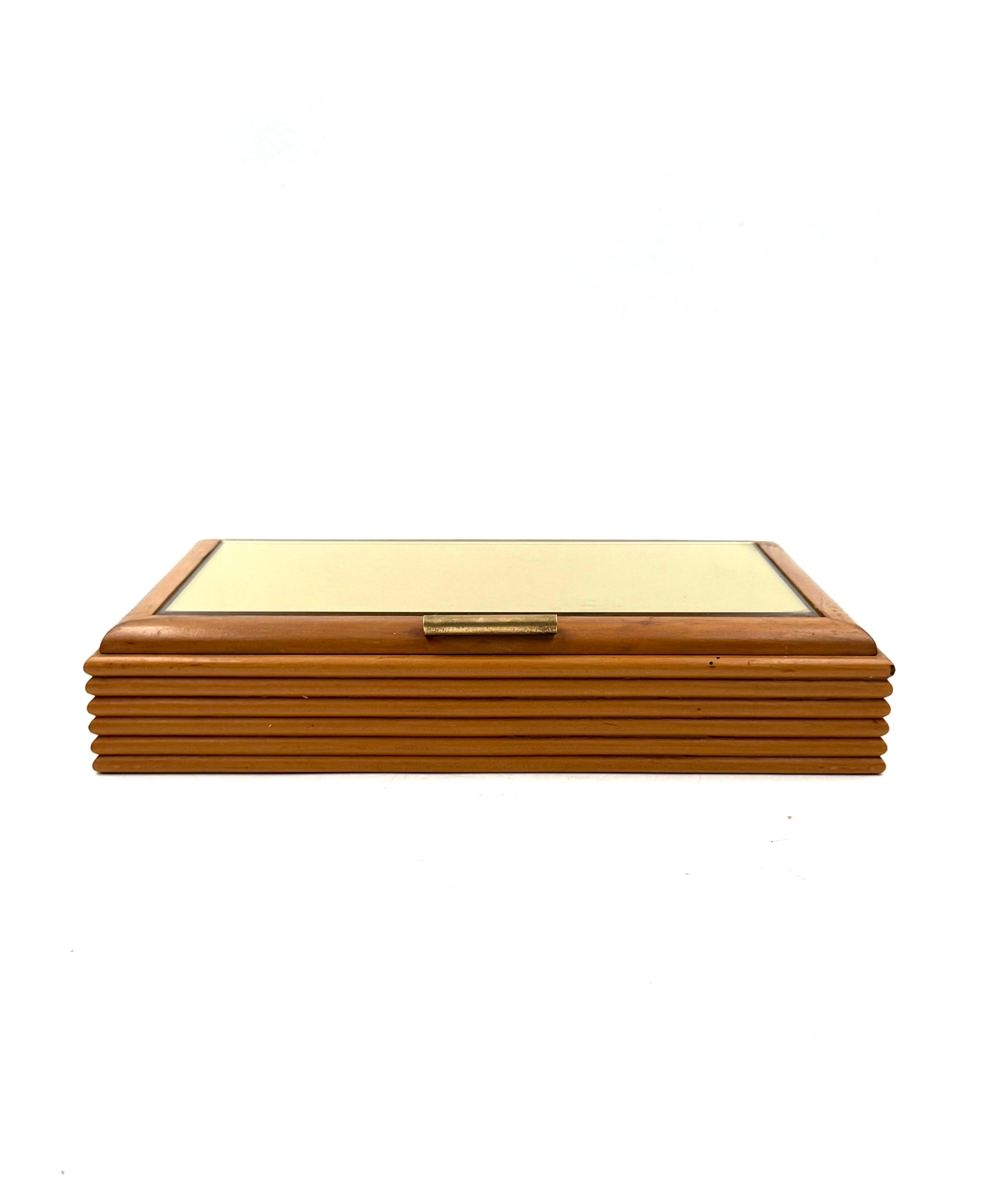 Italian Mid-century grissinato wood jewelry box, Fontana Arte Italy 1960 For Sale