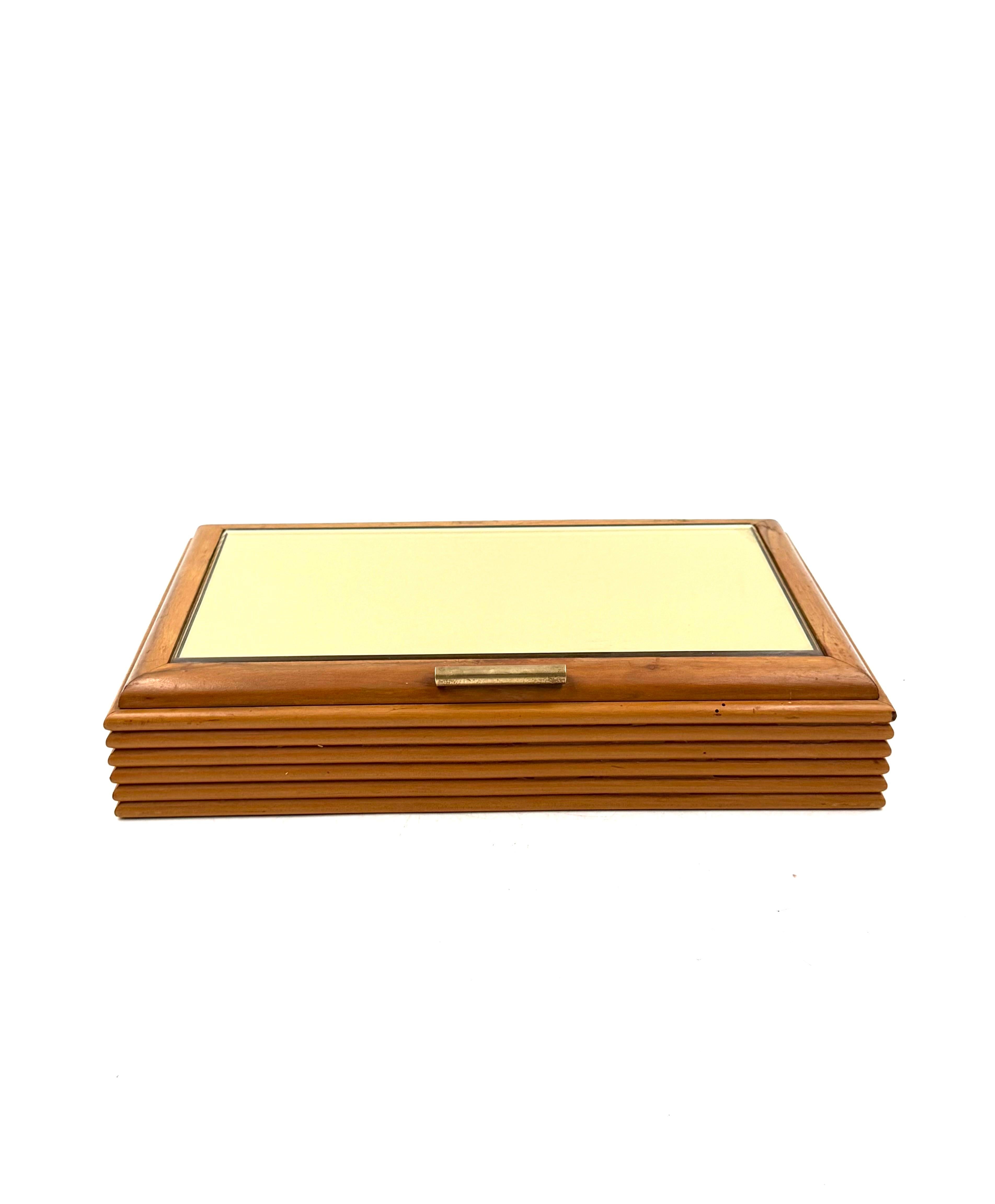 Mid-century grissinato wood jewelry box, Fontana Arte Italy 1960 In Excellent Condition For Sale In Firenze, IT