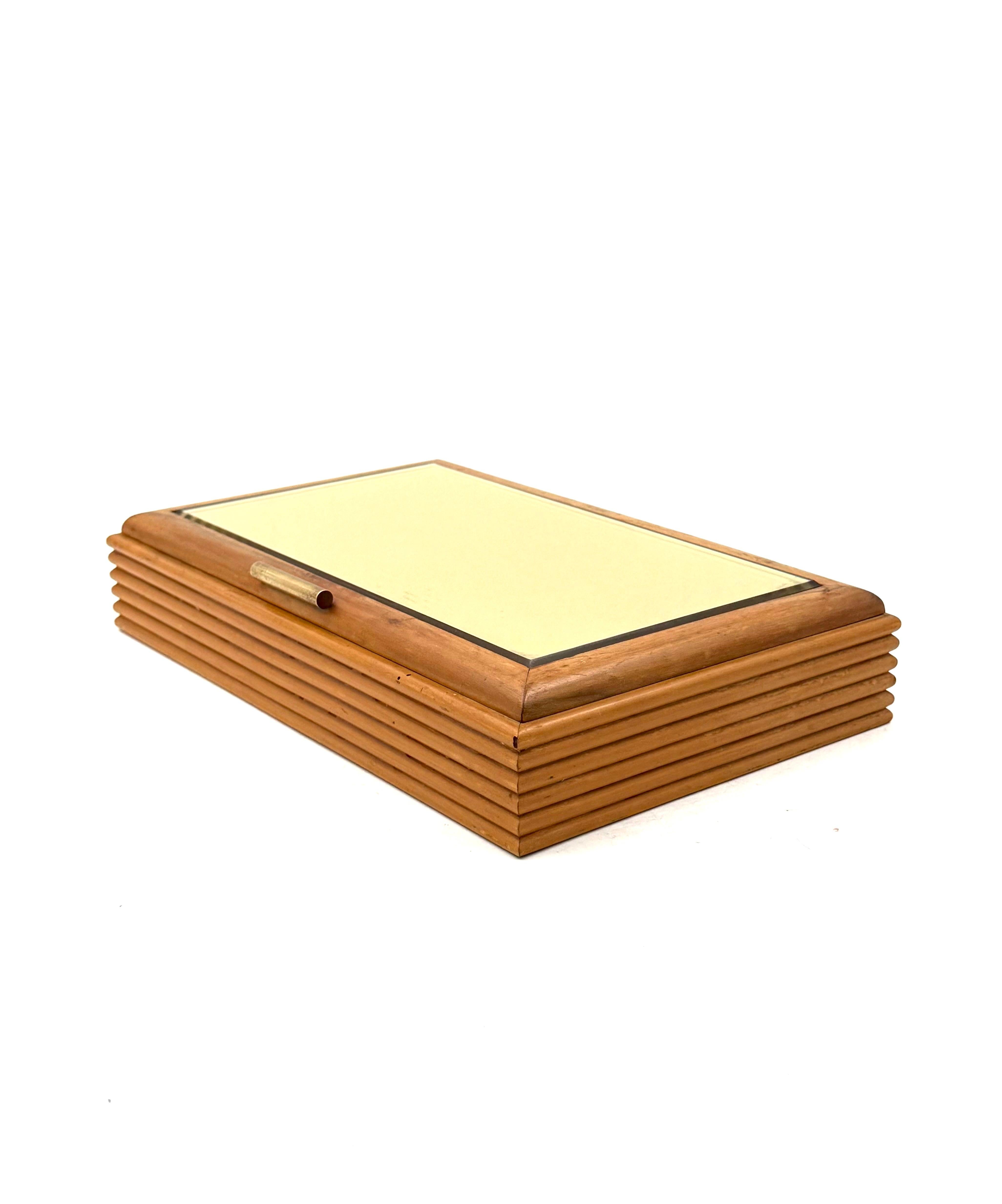 Mid-century grissinato wood jewelry box, Fontana Arte Italy 1960 For Sale 1