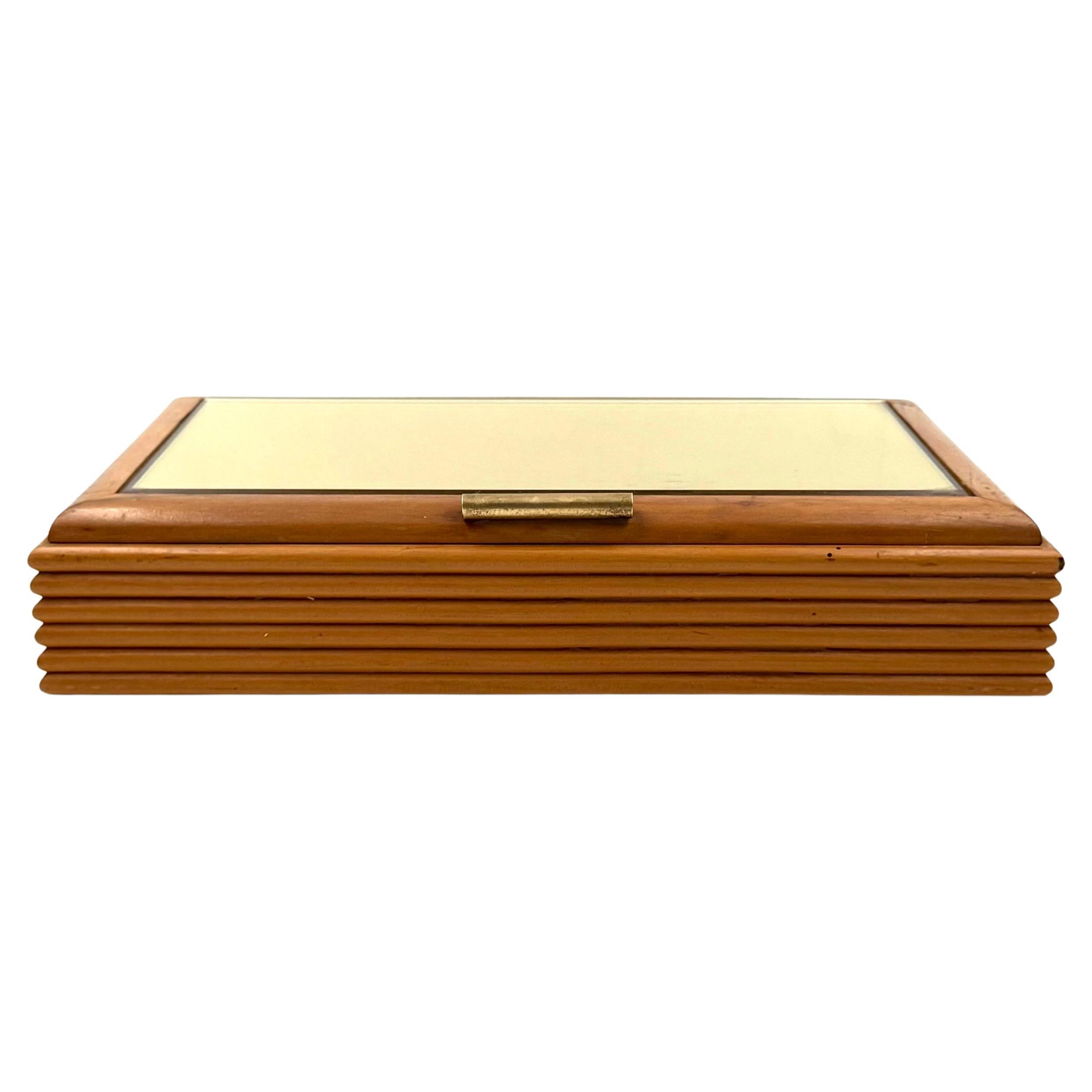 Mid-century grissinato wood jewelry box, Fontana Arte Italy 1960