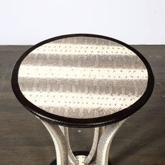 Mid-Century Gueridon Table in Python Leather with Stepped Base by Karl Springer