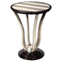 Mid-Century Gueridon Table in Python Leather with Stepped Base by Karl Springer