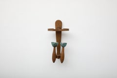 Mid-Century Guillerme et Chambron Oak and Ceramic Wall Sconce in Oak and Ceramic