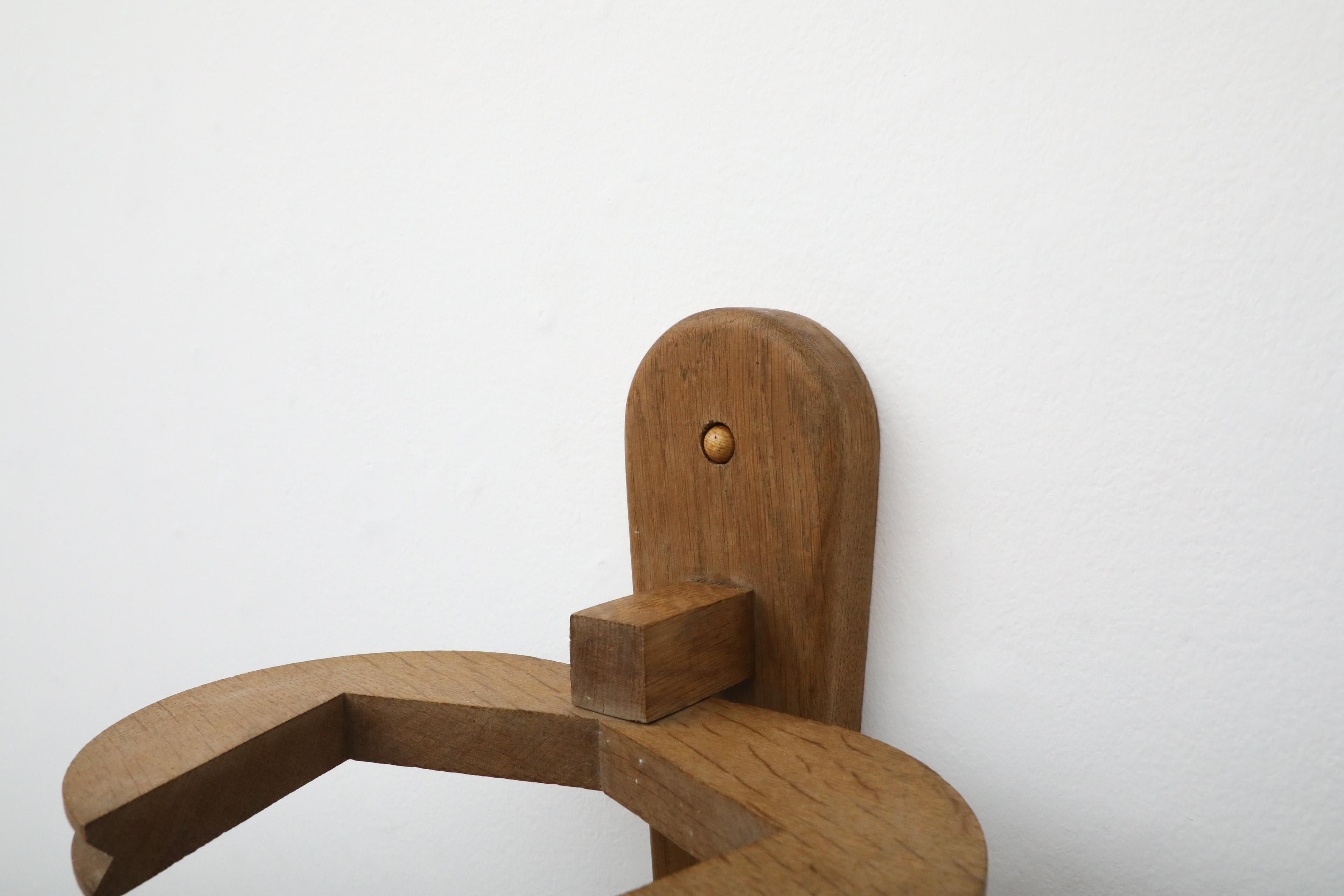 Mid-Century Guillerme et Chambron Oak and Ceramic Wall Sconce in Oak and Ceramic For Sale 2